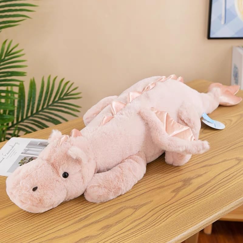 IFX24 35.4in Pink Dragon Plush - Medium Soft Dinosaur Stuffed Animal & Cozy Pillow