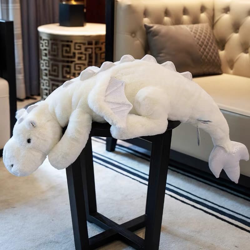 IFX24 35.4-Inch White Dragon Plush – Medium Soft Dinosaur Stuffed Animal & Plush Pillow