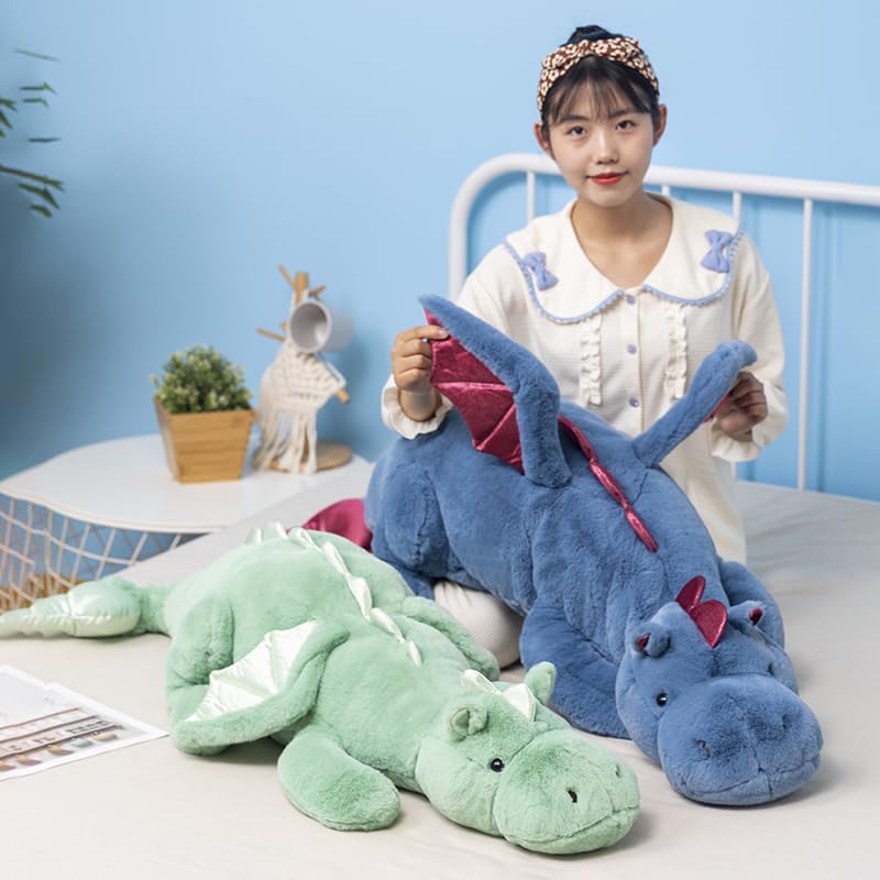 IFX24 Green Dragon Plush – 35.4-Inch Medium Soft Dinosaur-Style Stuffed Animal, CPC Certified