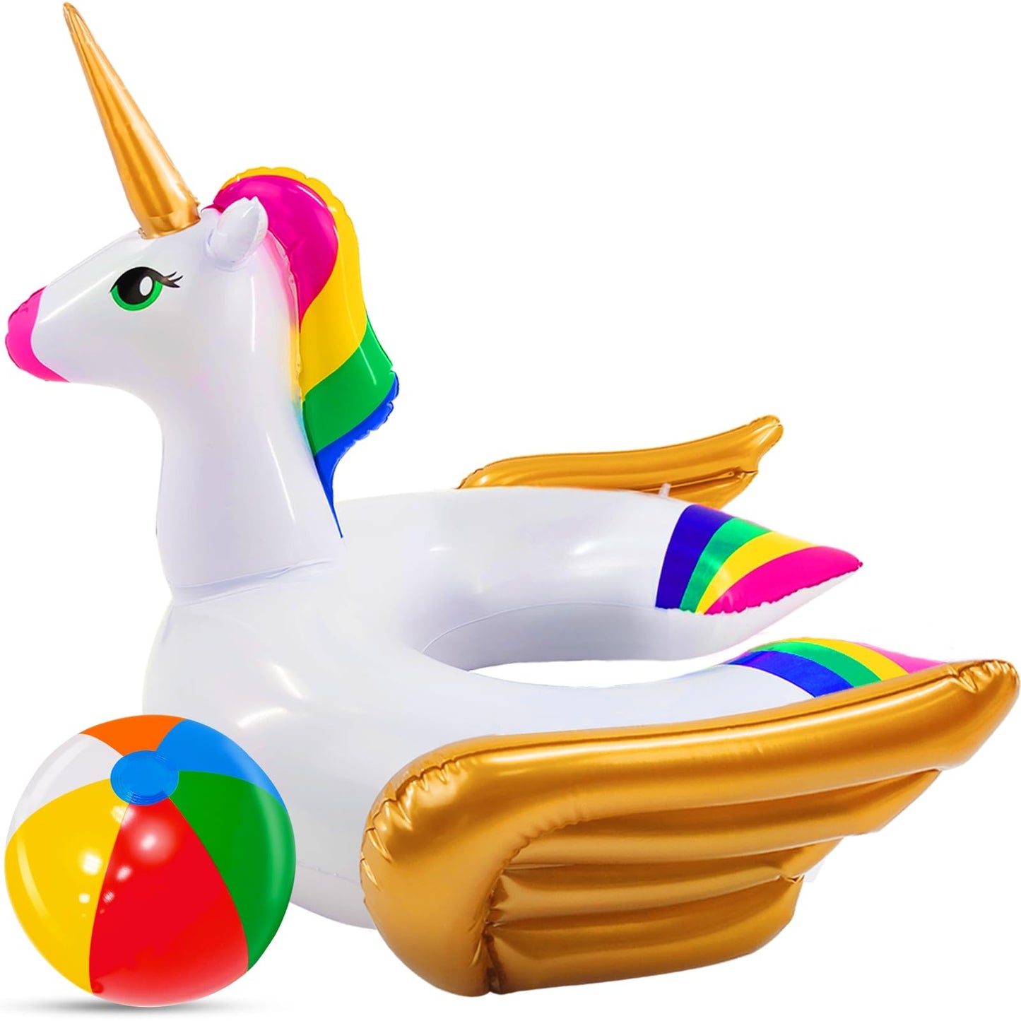 iGeeKid Unicorn Pool Float for Kids – 24.4x24.4x22 Inch Inflatable Ring