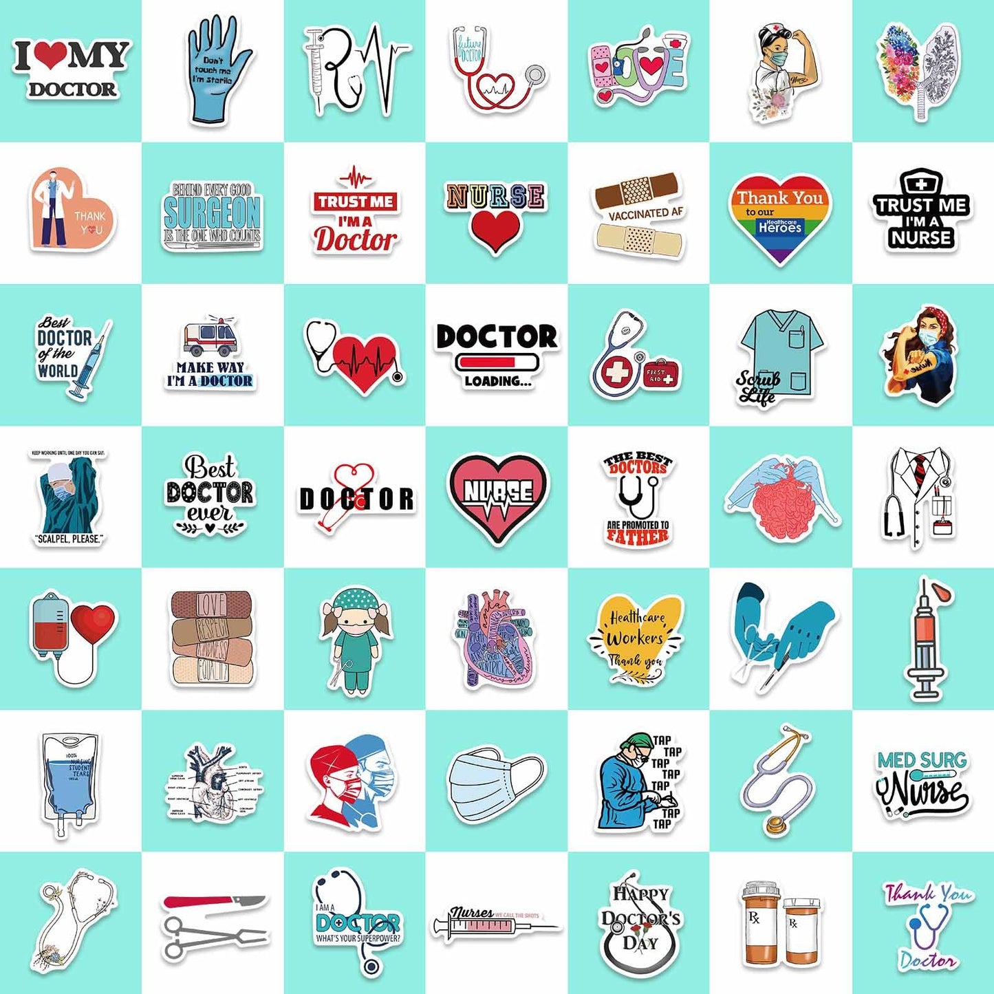 iGetooy 100 PCS Nurse Stickers – Vinyl Nurse Stickers for Laptop, Phone & Water Bottles