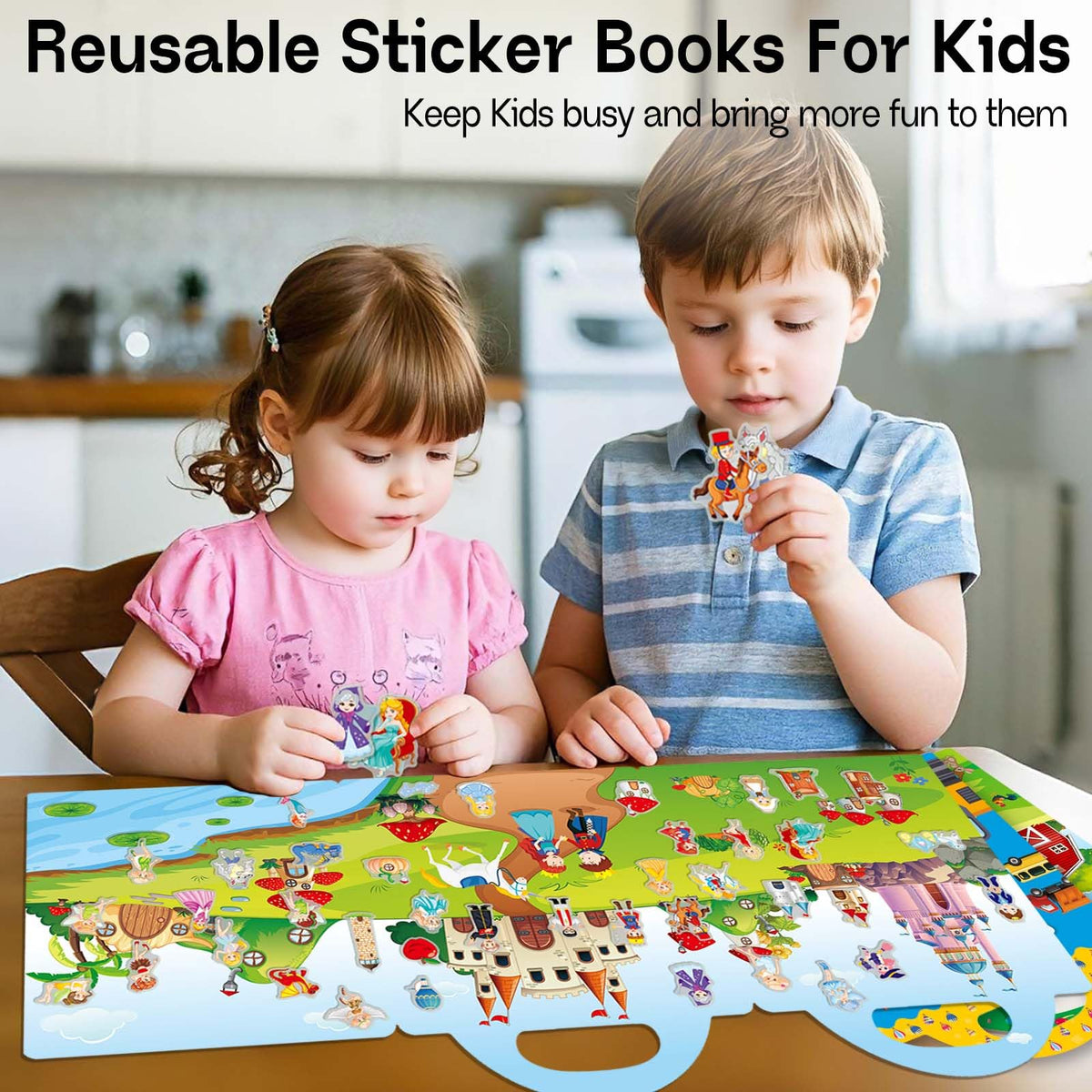 iGetooy Reusable Sticker Book for Toddlers 3+ | Travel Stickers and Learning Activities