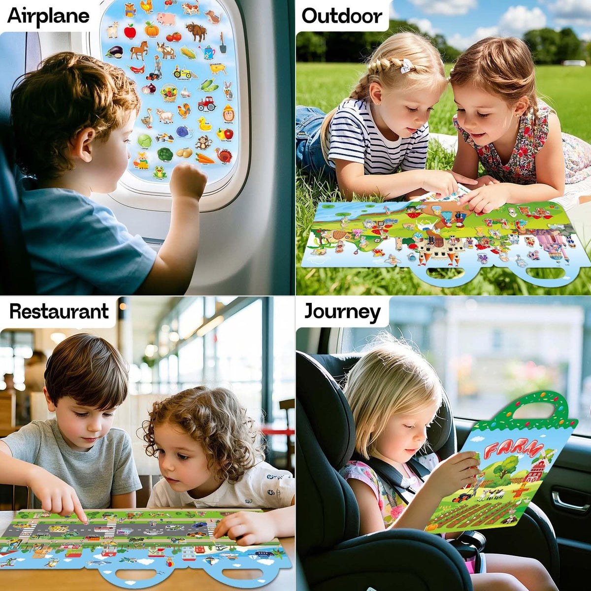 iGetooy Reusable Sticker Book for Toddlers 3+ | Travel Stickers and Learning Activities