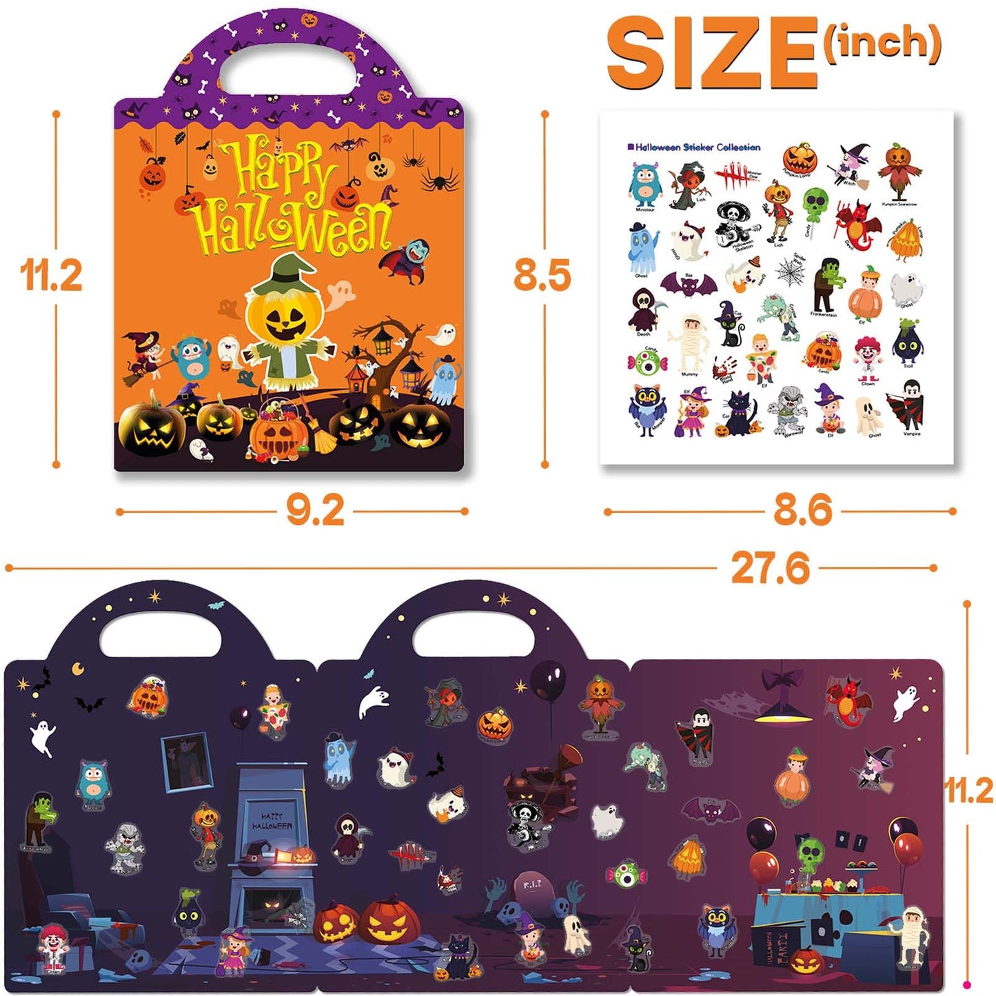 iGetooy Halloween Reusable Sticker Book for Toddlers 3+ | Halloween Stickers