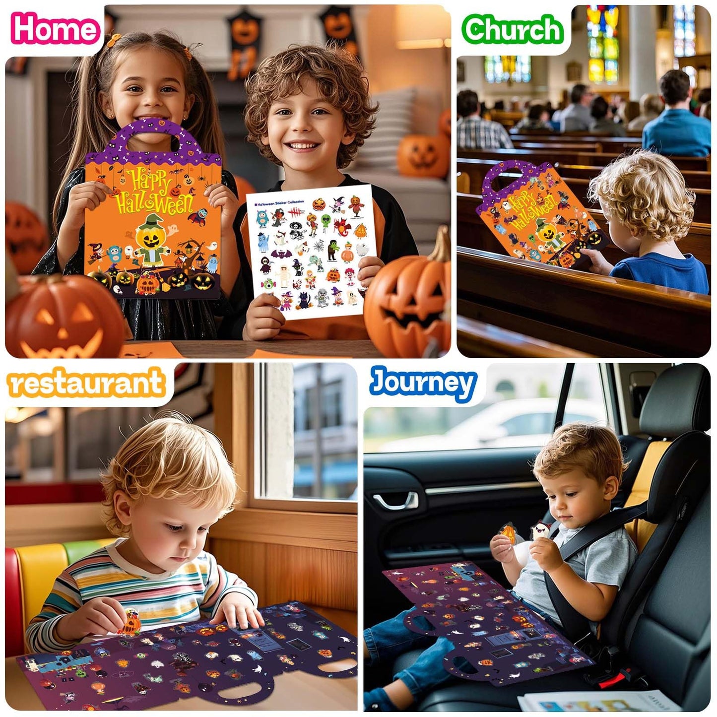 iGetooy Halloween Reusable Sticker Book for Toddlers 3+ | Halloween Stickers