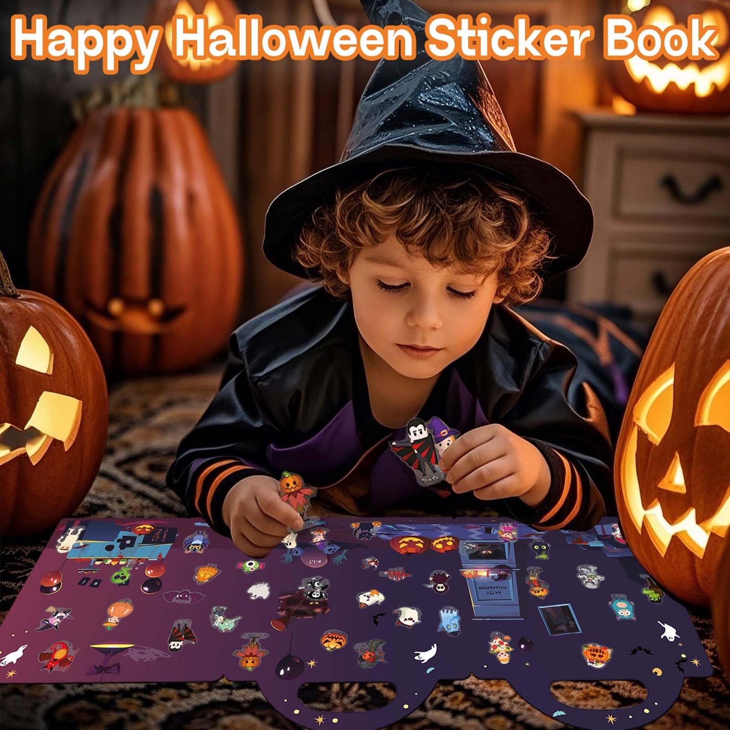 iGetooy Halloween Reusable Sticker Book for Toddlers 3+ | Halloween Stickers