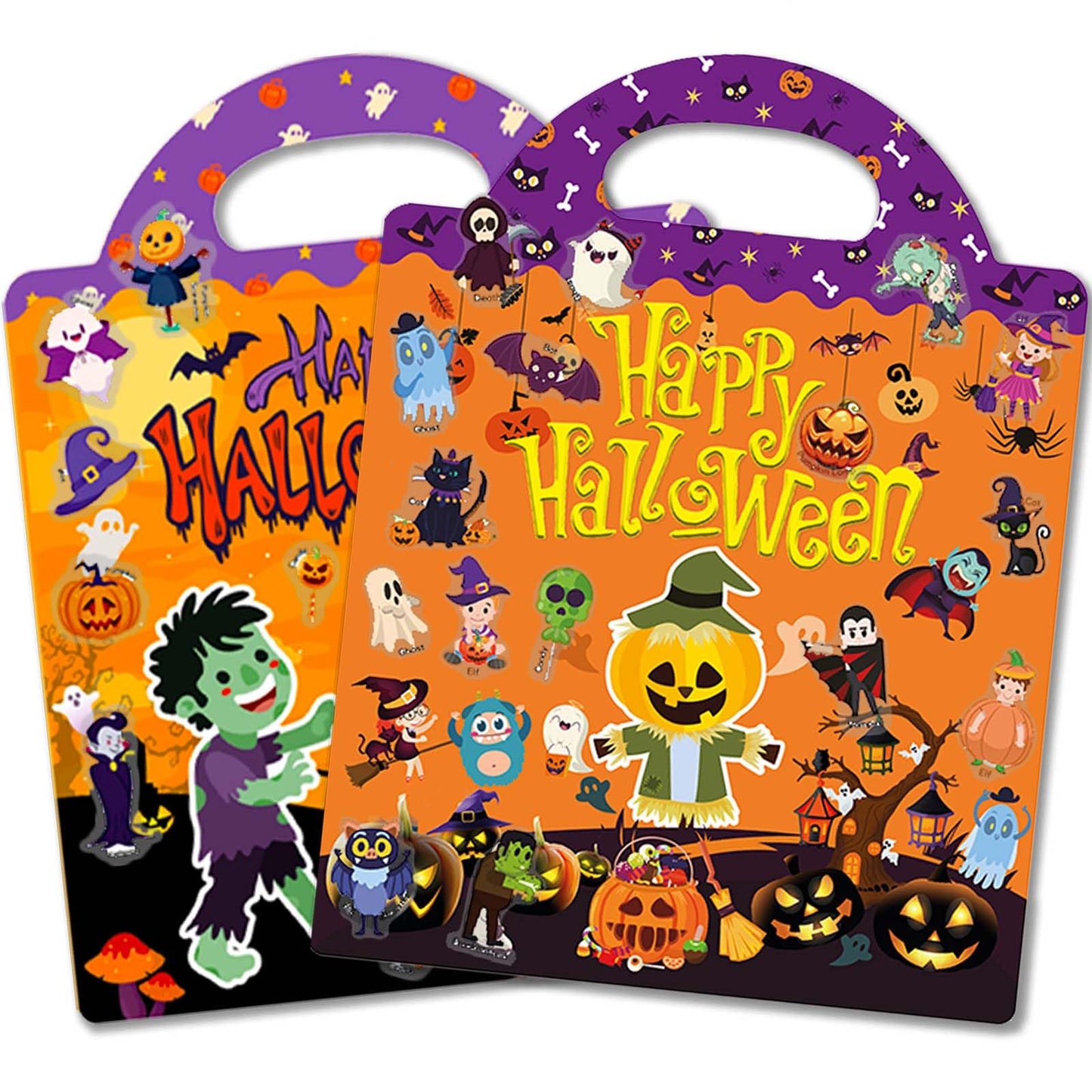 iGetooy 2 Set Halloween Reusable Sticker Books for Toddlers 3+ | Halloween Stickers for Kids