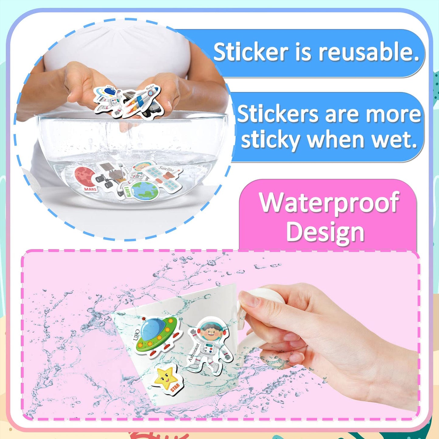 iGetooy Reusable Jelly Sticker Book for Kids — Space Quiet Book & Travel Activity