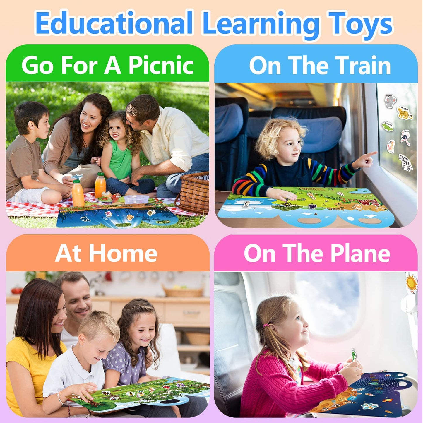 iGetooy Reusable Jelly Sticker Book for Kids — Space Quiet Book & Travel Activity