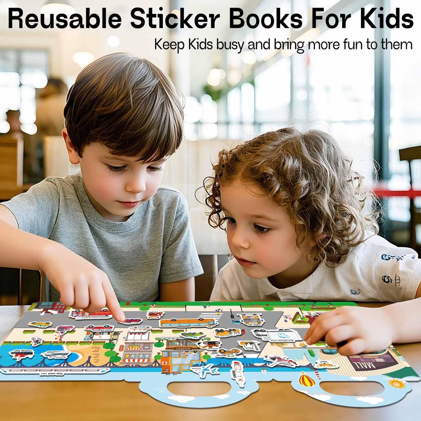 iGetooy 4 Sets Sticker Books for Toddlers – Jelly Reusable Sticker Books for Travel & Learning