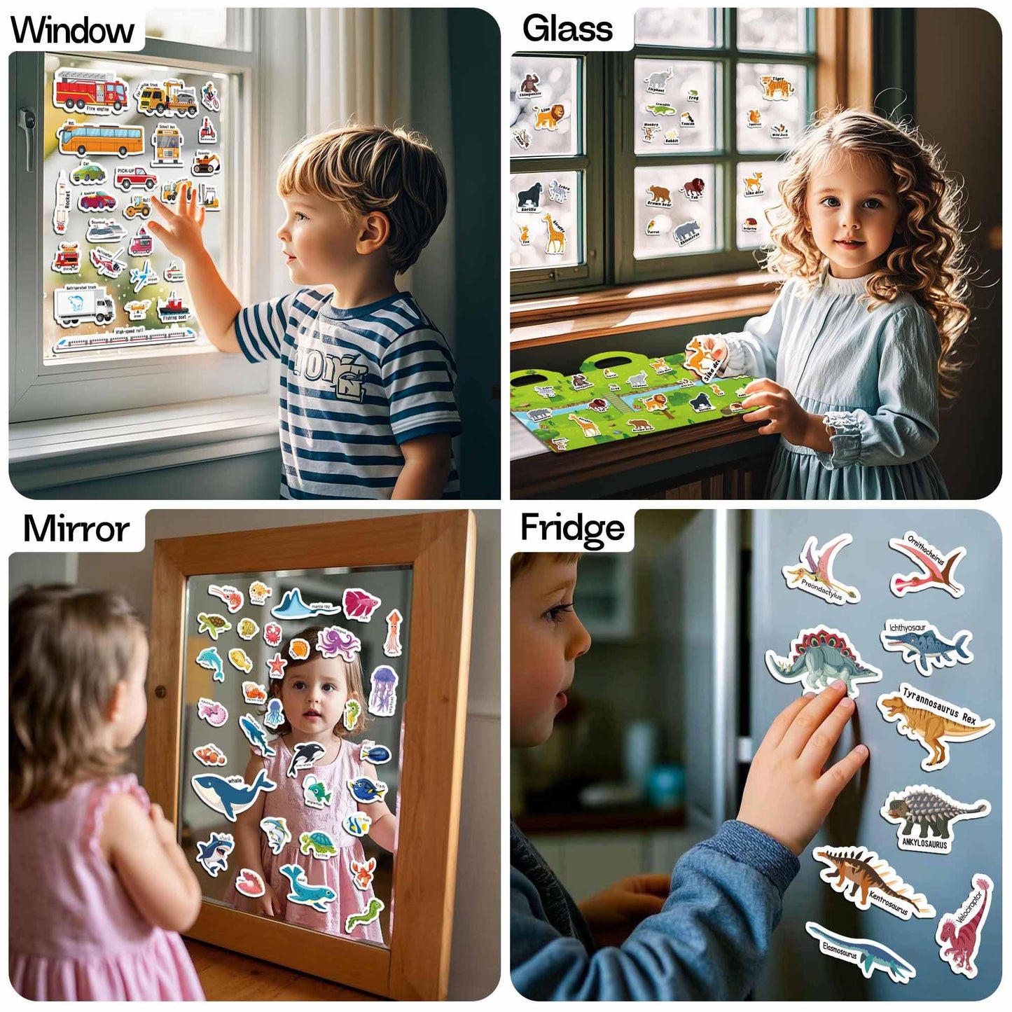 iGetooy 4 Sets Sticker Books for Toddlers – Jelly Reusable Sticker Books for Travel & Learning