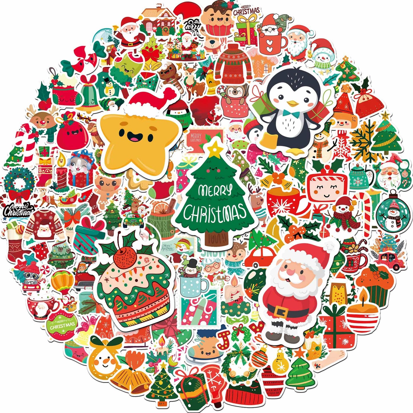 iGetooy 150 PCS Cute Christmas Stickers – Waterproof Vinyl Sticker Pack for Laptops, Water Bottles & More