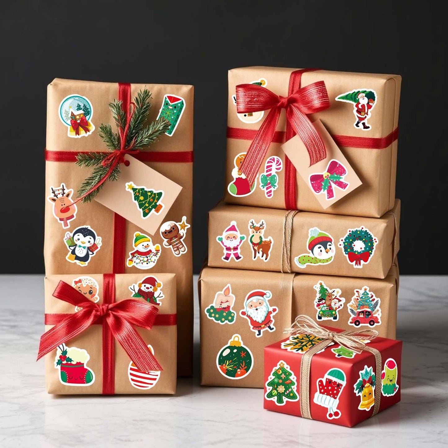 iGetooy 150 PCS Cute Christmas Stickers – Waterproof Vinyl Sticker Pack for Laptops, Water Bottles & More