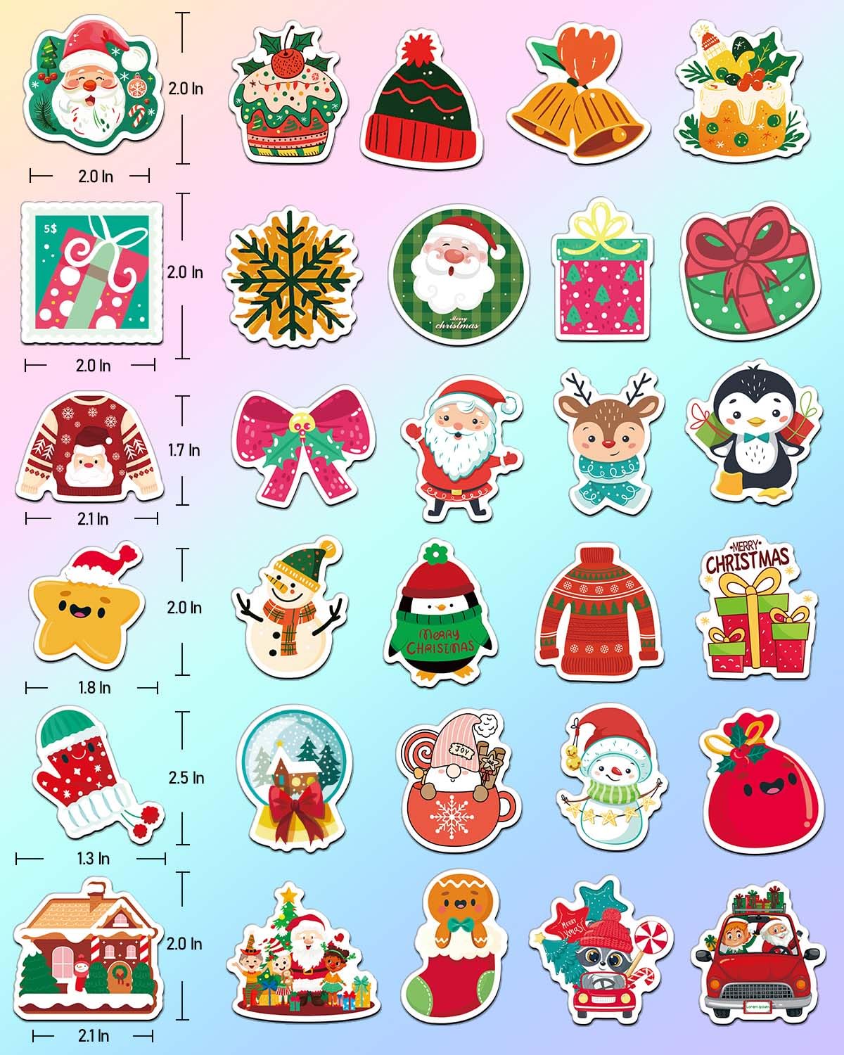 iGetooy 150 PCS Cute Christmas Stickers – Waterproof Vinyl Sticker Pack for Laptops, Water Bottles & More