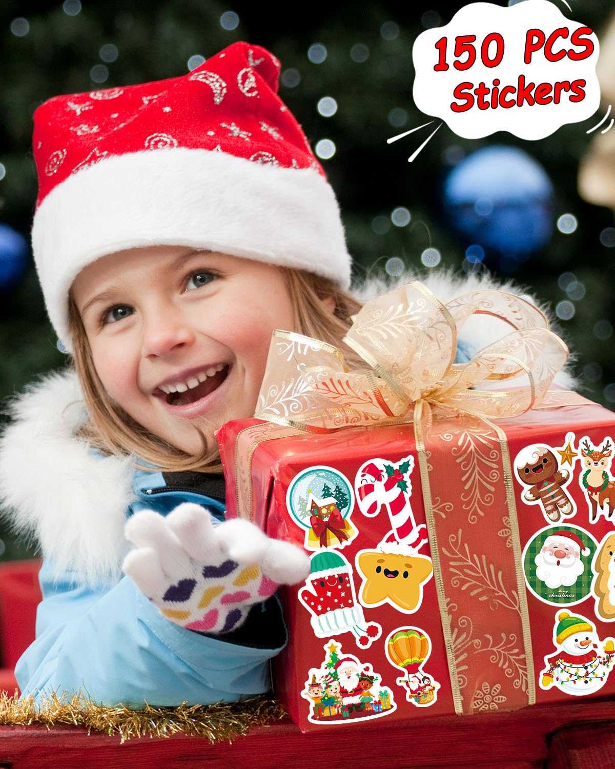 iGetooy 150 PCS Cute Christmas Stickers – Waterproof Vinyl Sticker Pack for Laptops, Water Bottles & More
