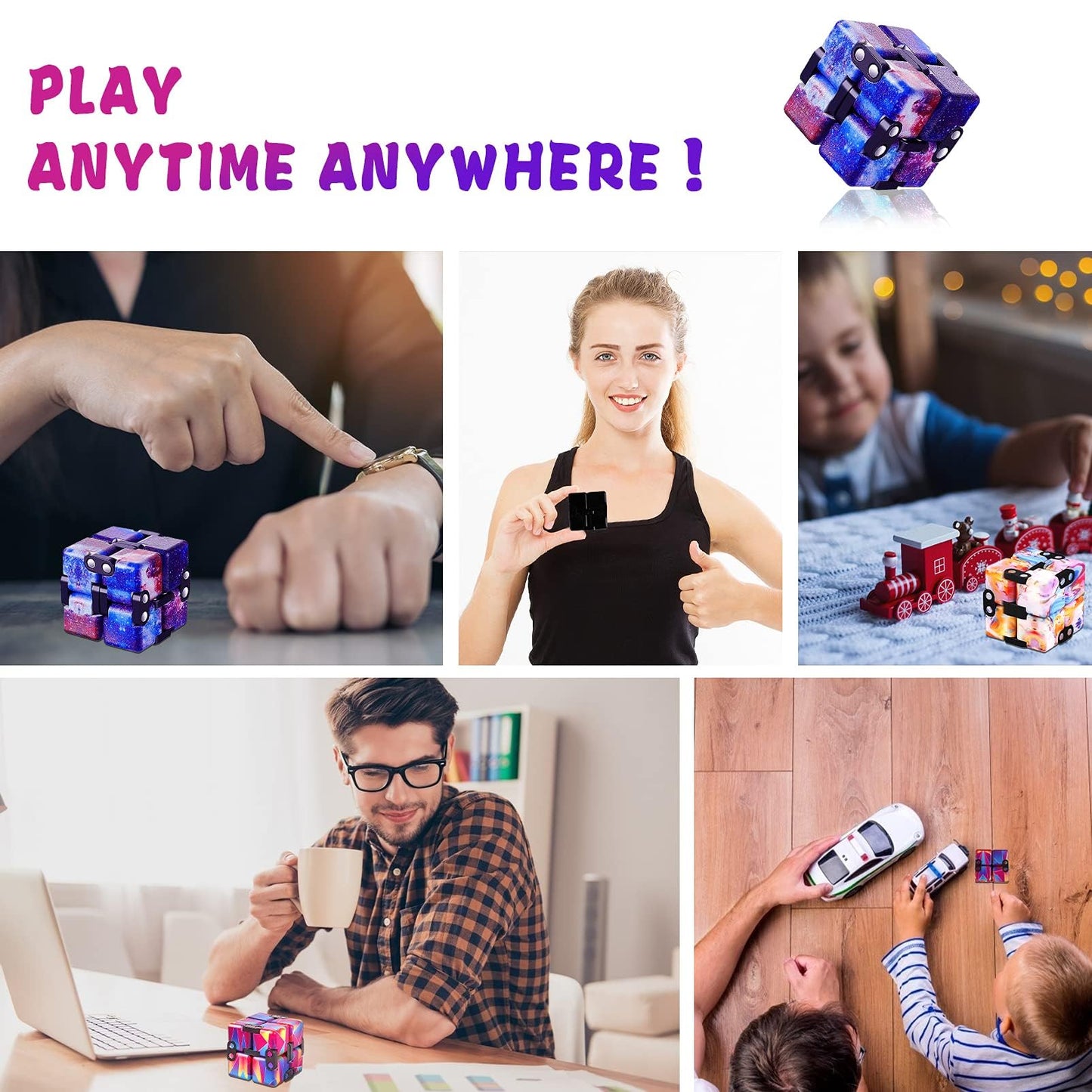 IGINOA 4-Pack Infinity Cube Toy – Stress Relief Fidget Puzzle for Kids & Adults