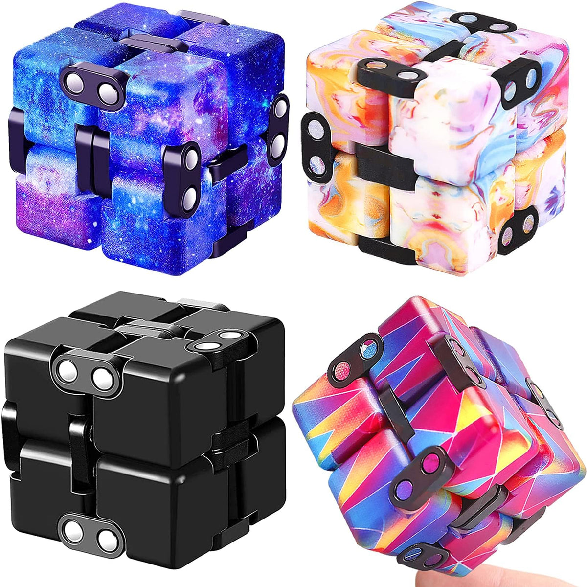 IGINOA 4-Pack Infinity Cube Toy – Stress Relief Fidget Puzzle for Kids & Adults