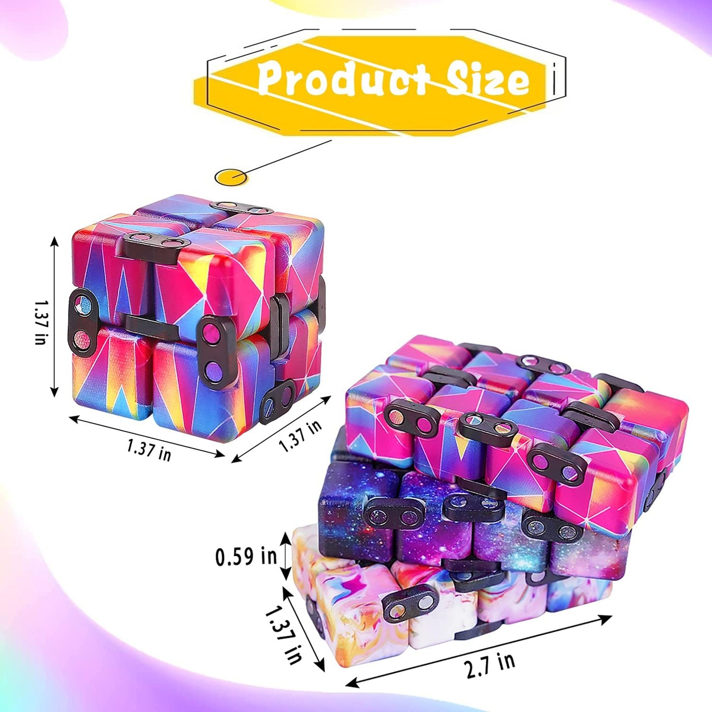 IGINOA 4-Pack Infinity Cube Toy – Stress Relief Fidget Puzzle for Kids & Adults
