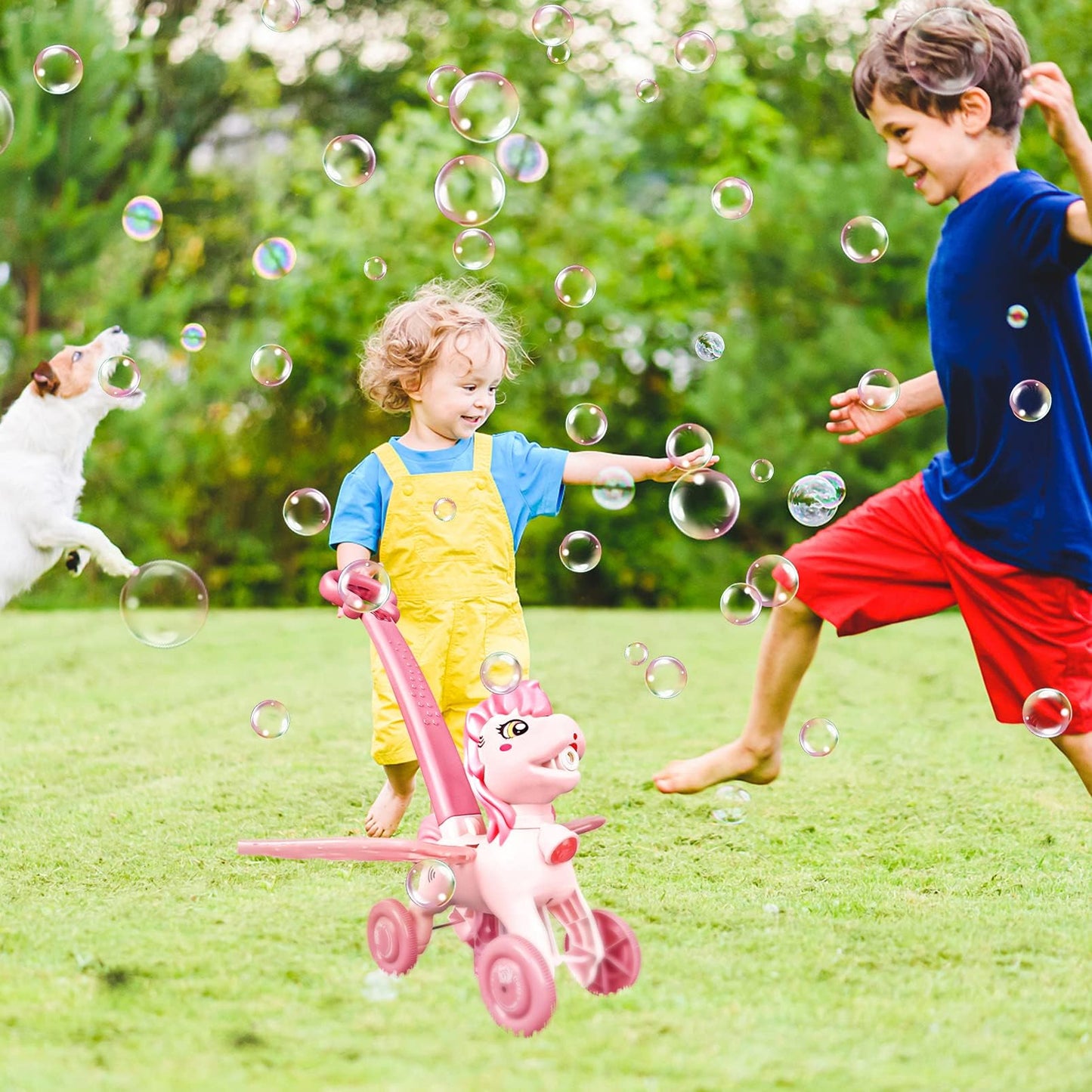 IGINOA Pink Bubble Machine Blower Toy for Kids | Unicorn Bubble Mower