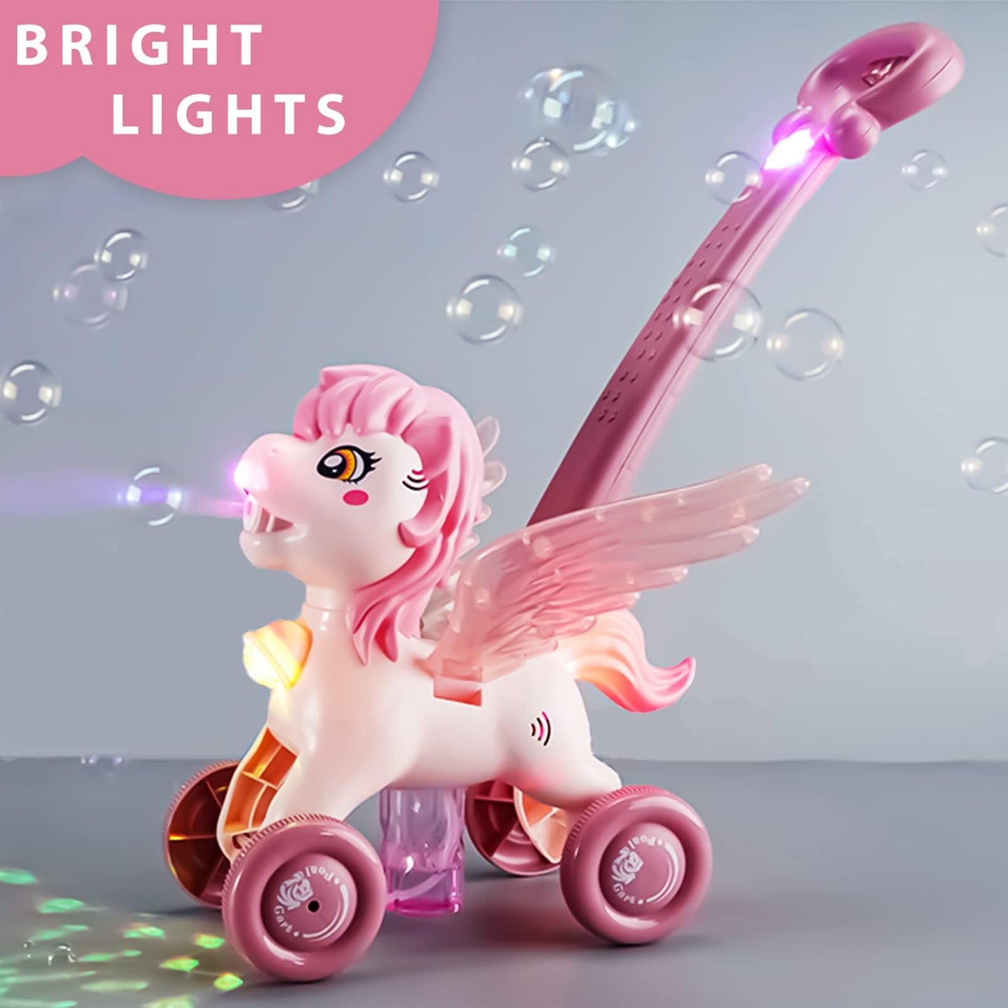 IGINOA Pink Bubble Machine Blower Toy for Kids | Unicorn Bubble Mower