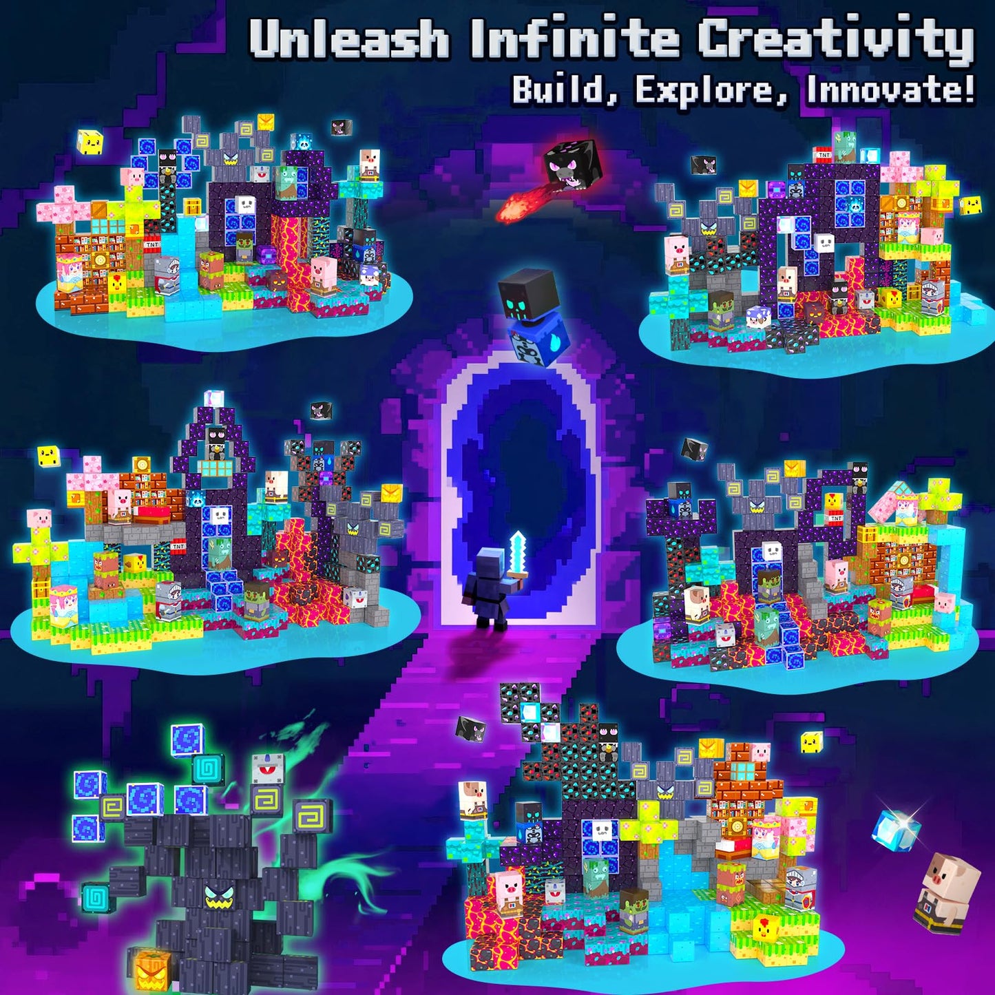 IGIVI 300PCS Magnetic Blocks Set – Build Mine Magnet World | STEM & Montessori Toys for Kids