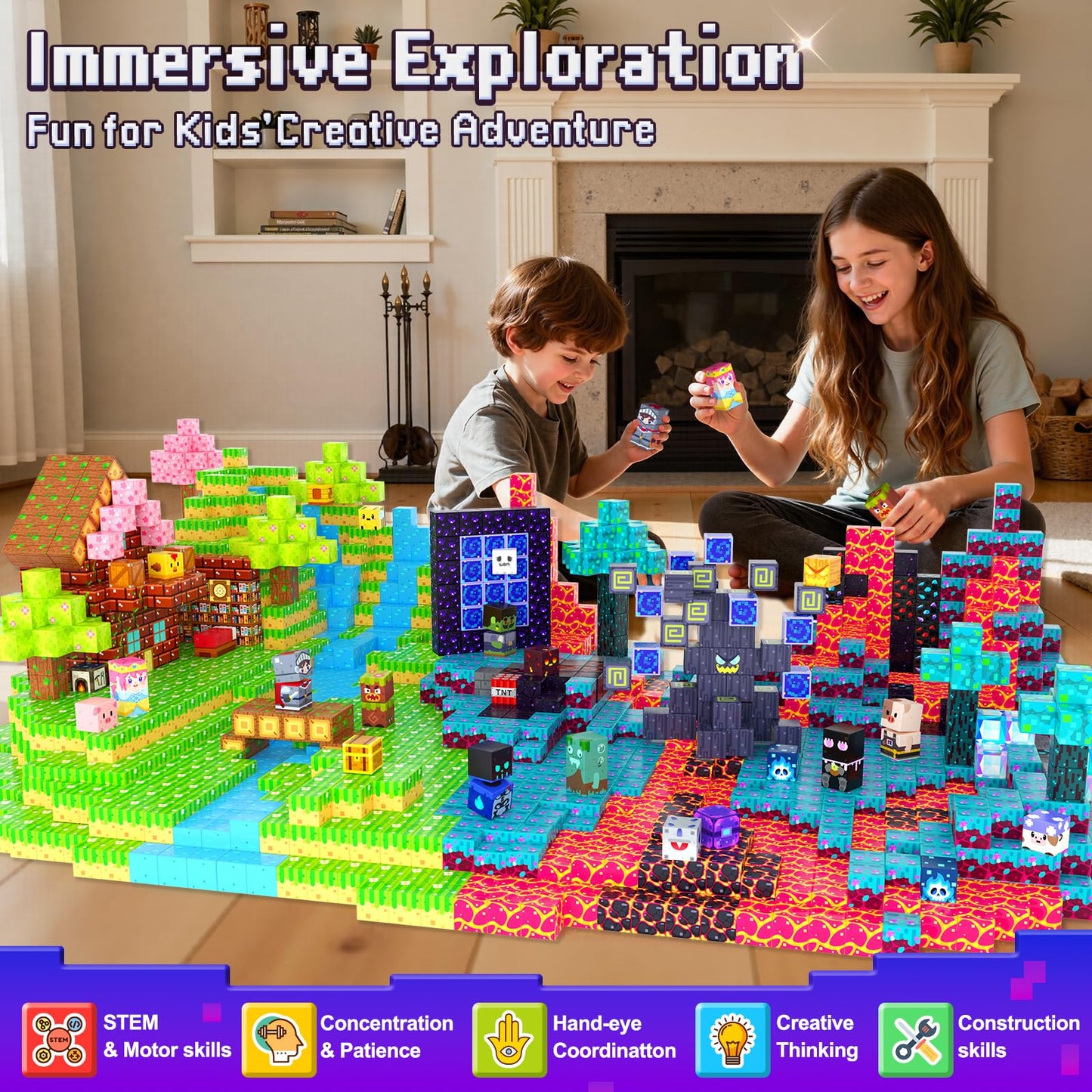 IGIVI 300PCS Magnetic Blocks Set – Build Mine Magnet World | STEM & Montessori Toys for Kids