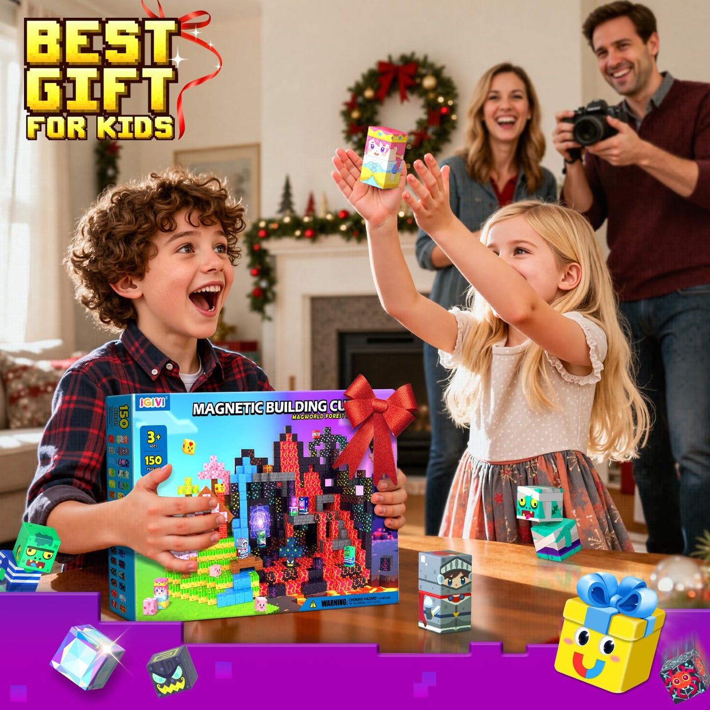 IGIVI 150PCS Magnetic Blocks - Build Mine World Set | STEM Building Toys for Kids