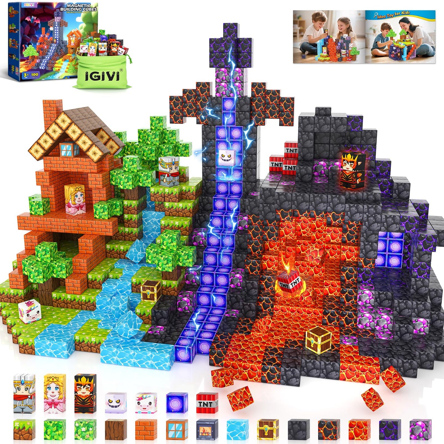 IGIVI Magnetic Blocks Build Mine 3D Magworld – STEM Magnetic Building Toys for Kids 4-12