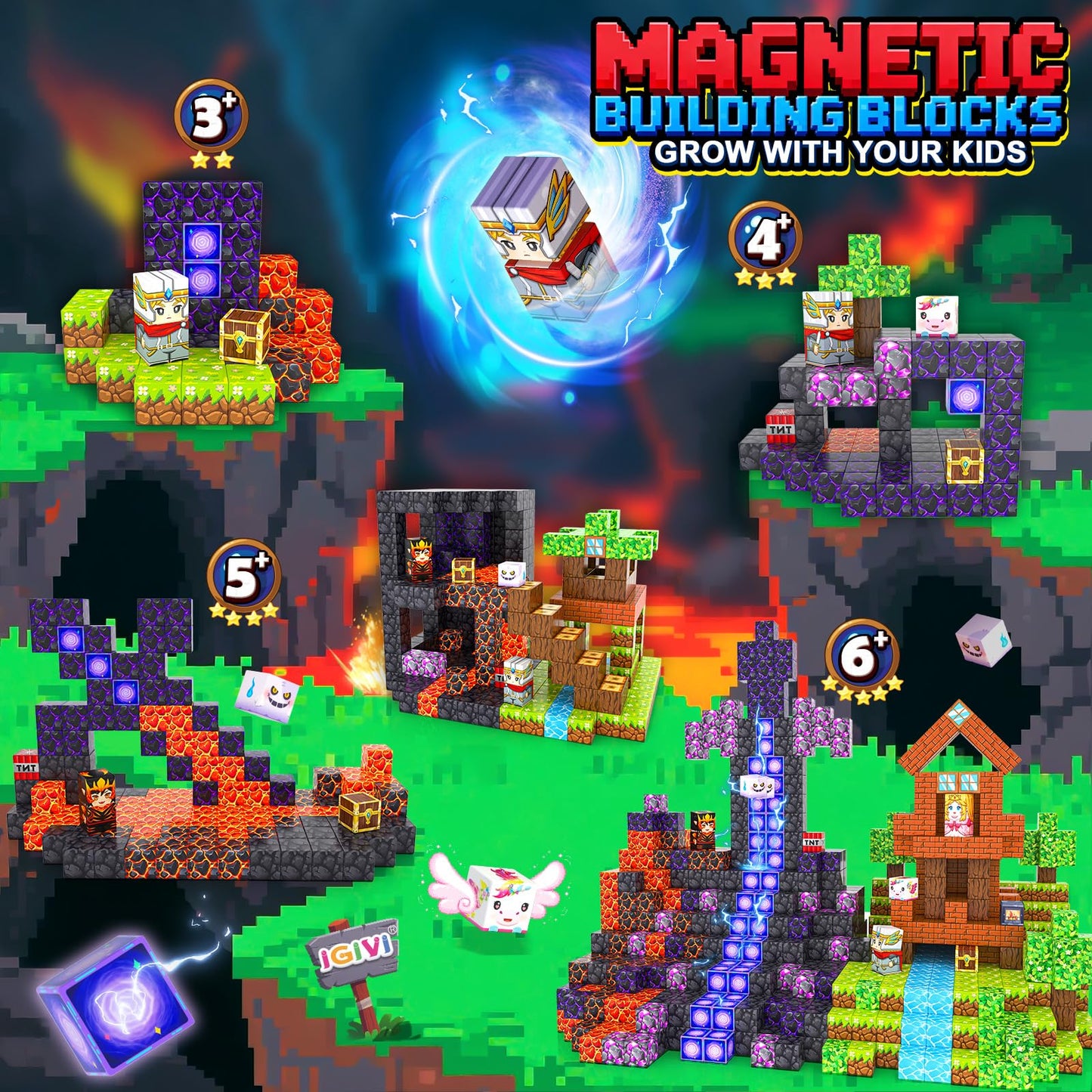 IGIVI Magnetic Blocks Build Mine 3D Magworld – STEM Magnetic Building Toys for Kids 4-12