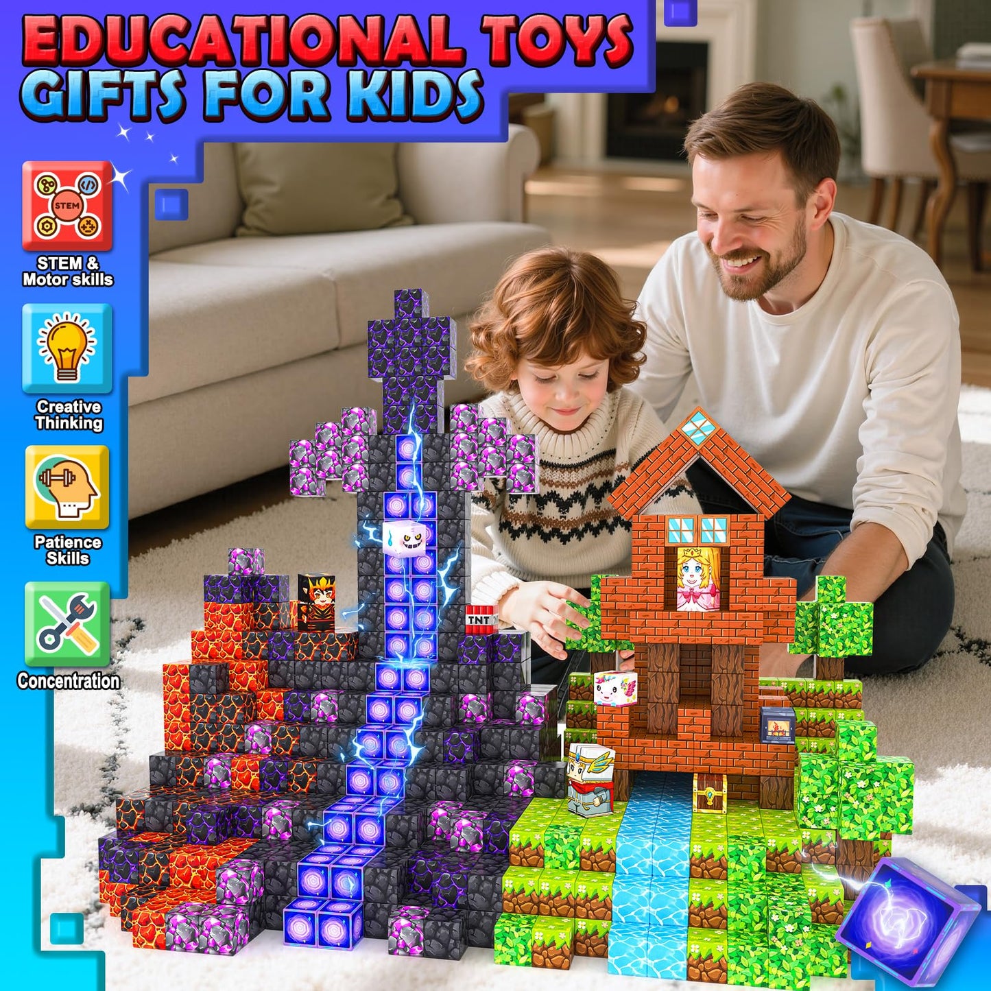 IGIVI Magnetic Blocks Build Mine 3D Magworld – STEM Magnetic Building Toys for Kids 4-12