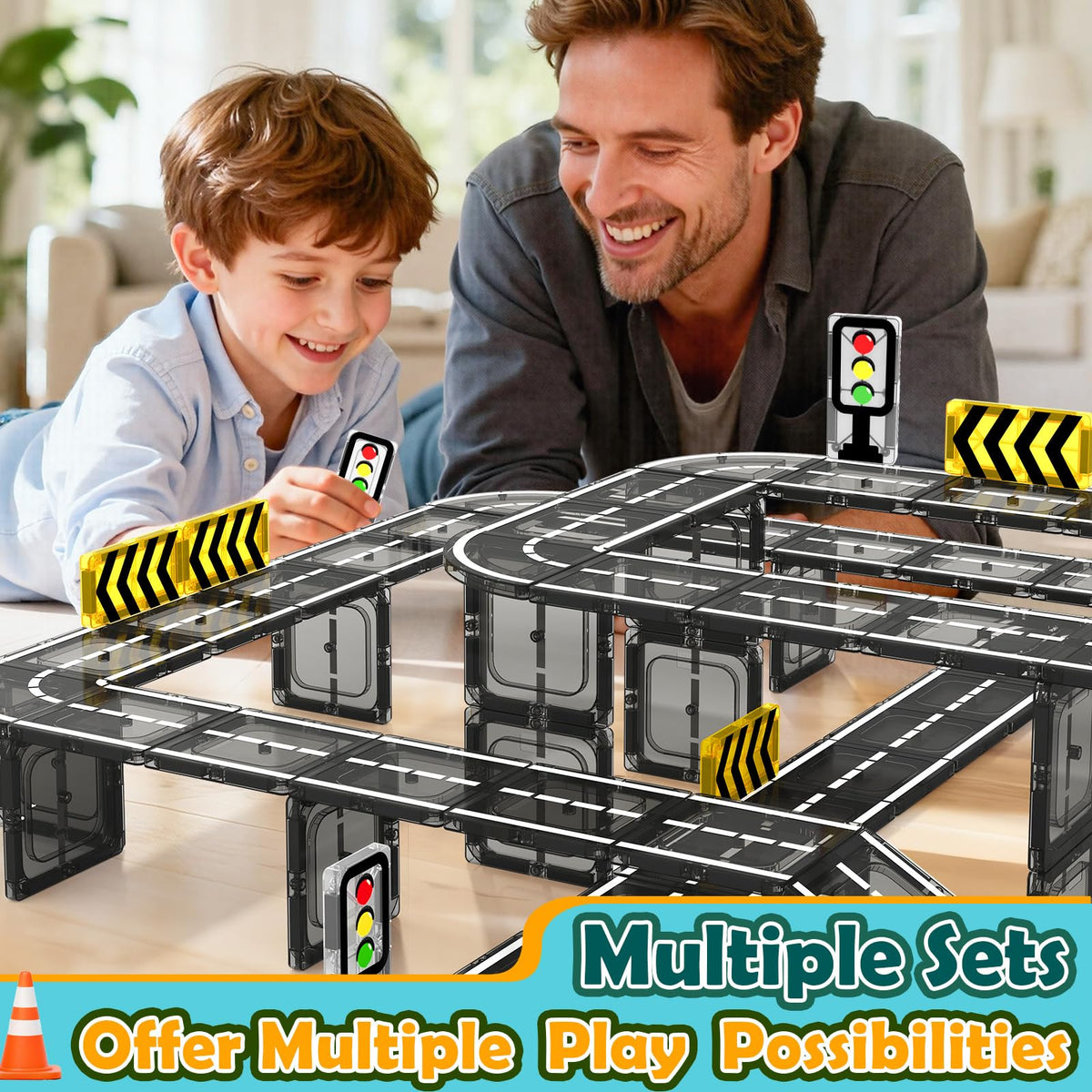 IGIVI Magnetic Tiles Road Expansion Pack – STEM Building Blocks for Kids 3+