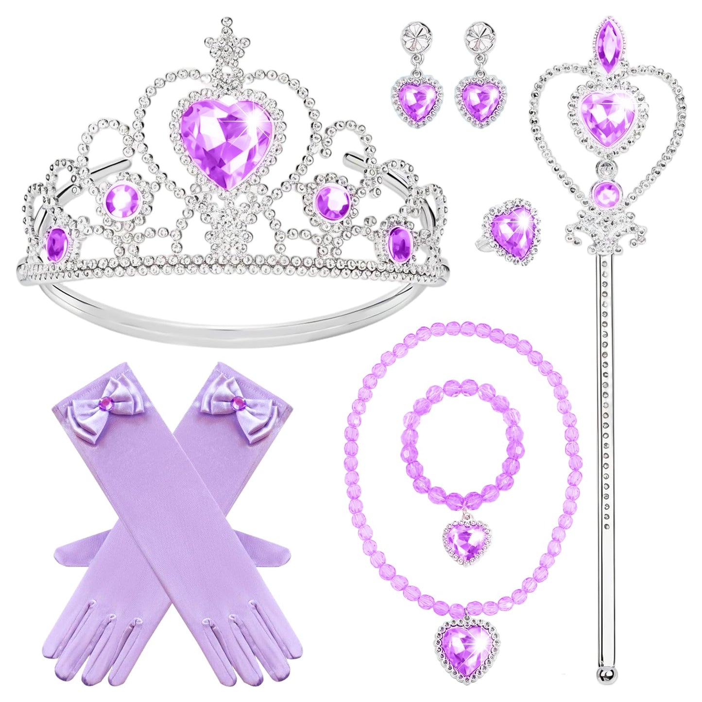 IGMaryBox 7PCS Princess Dress-Up Accessories Set – Crown, Wand, Jewelry & Gloves