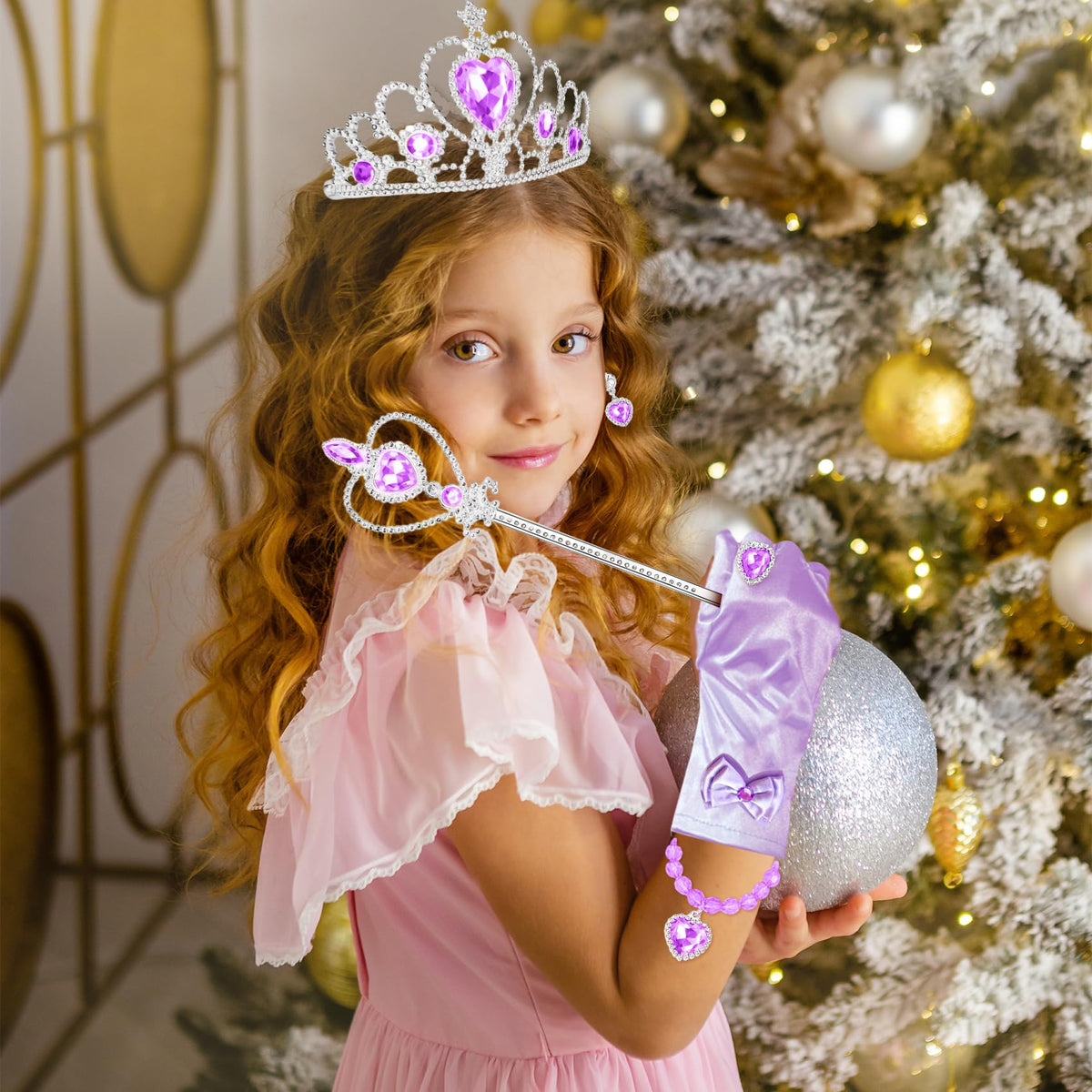IGMaryBox 7PCS Princess Dress-Up Accessories Set – Crown, Wand, Jewelry & Gloves