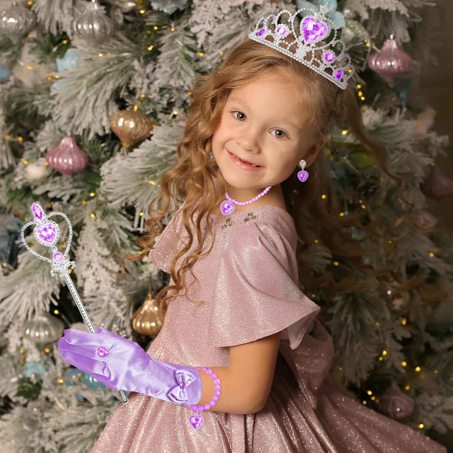 IGMaryBox 7PCS Princess Dress-Up Accessories Set – Crown, Wand, Jewelry & Gloves