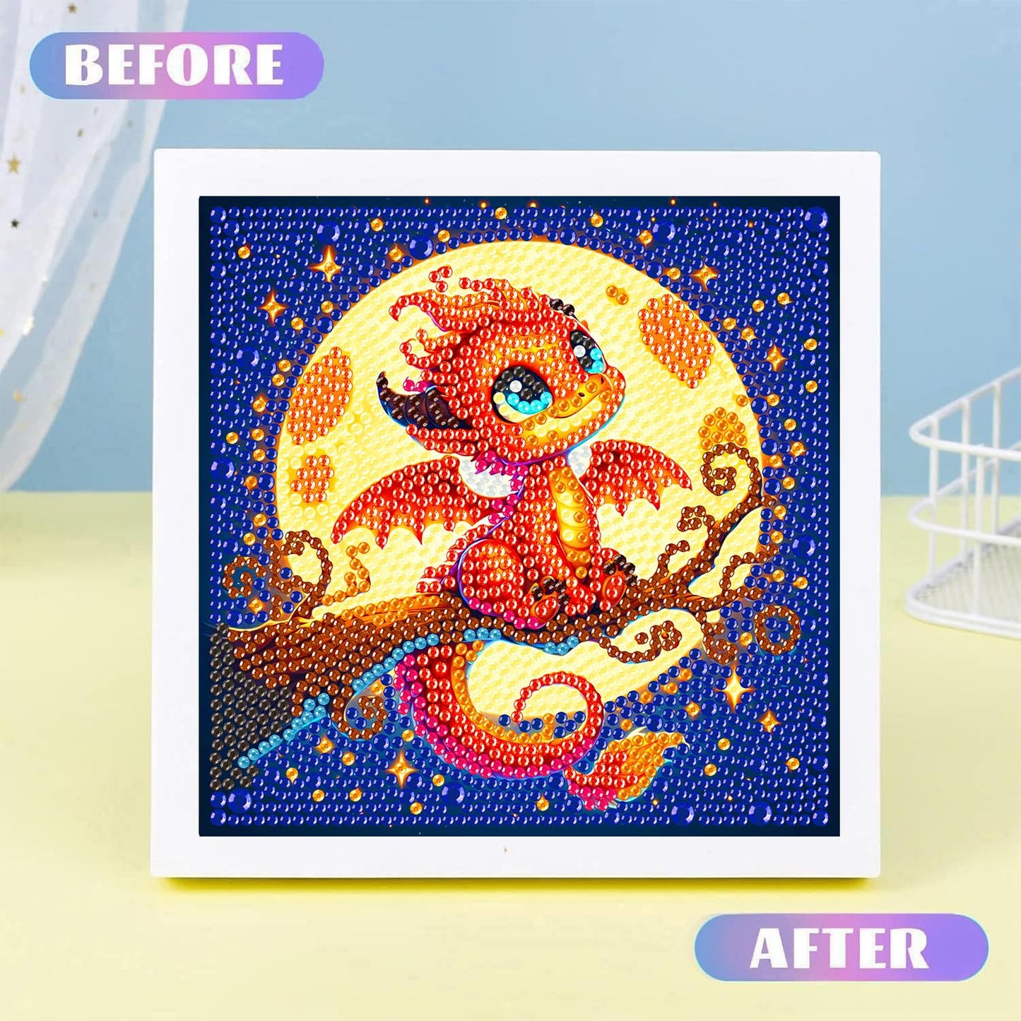 igoodom Dragon Diamond Art Kit for Kids with Frame – 6x6 Inch