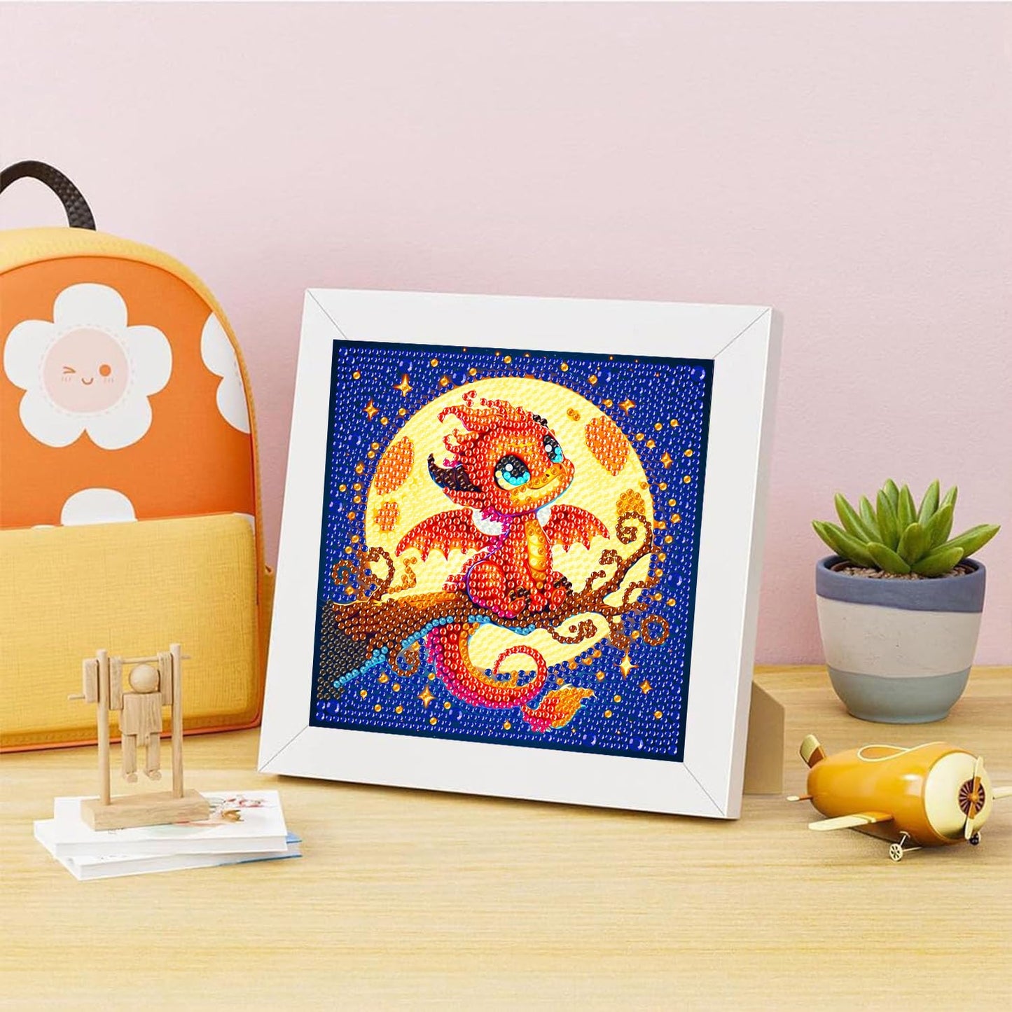 igoodom Dragon Diamond Art Kit for Kids with Frame – 6x6 Inch