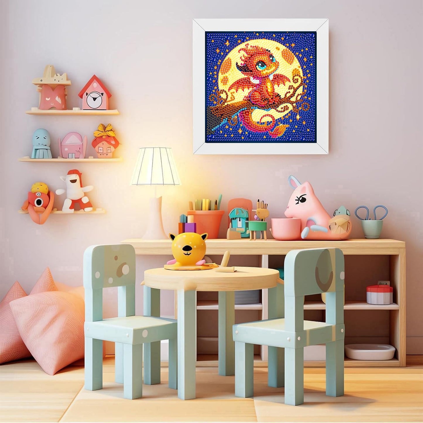 igoodom Dragon Diamond Art Kit for Kids with Frame – 6x6 Inch