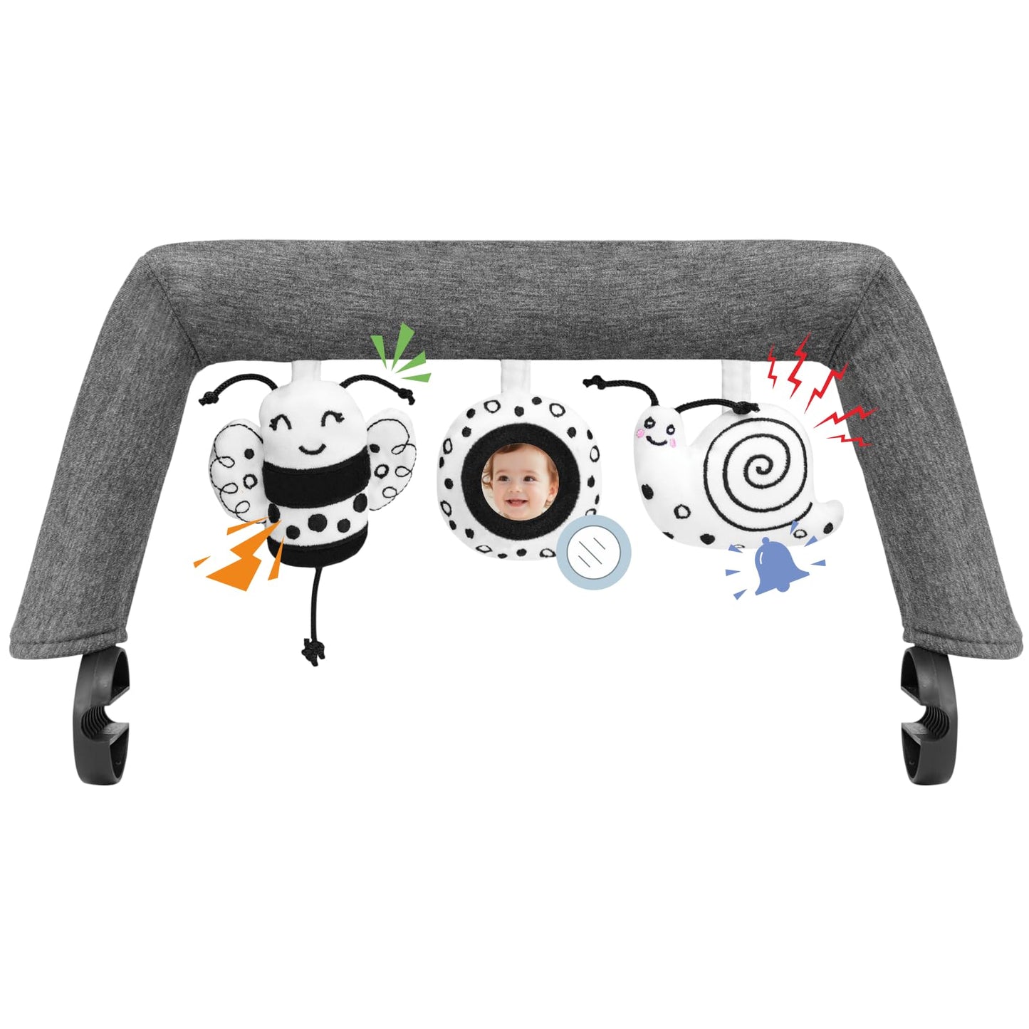 iGRATENS Baby Bouncer Toy Bar – 3 Soft Toys for Bliss & Balance Soft Bouncers