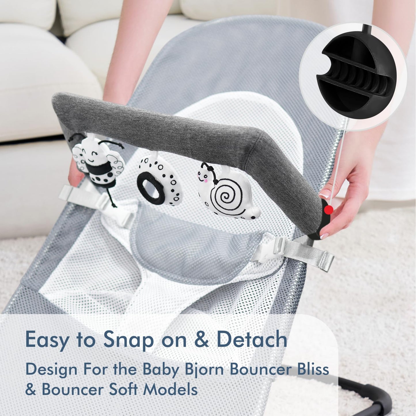 iGRATENS Baby Bouncer Toy Bar – 3 Soft Toys for Bliss & Balance Soft Bouncers