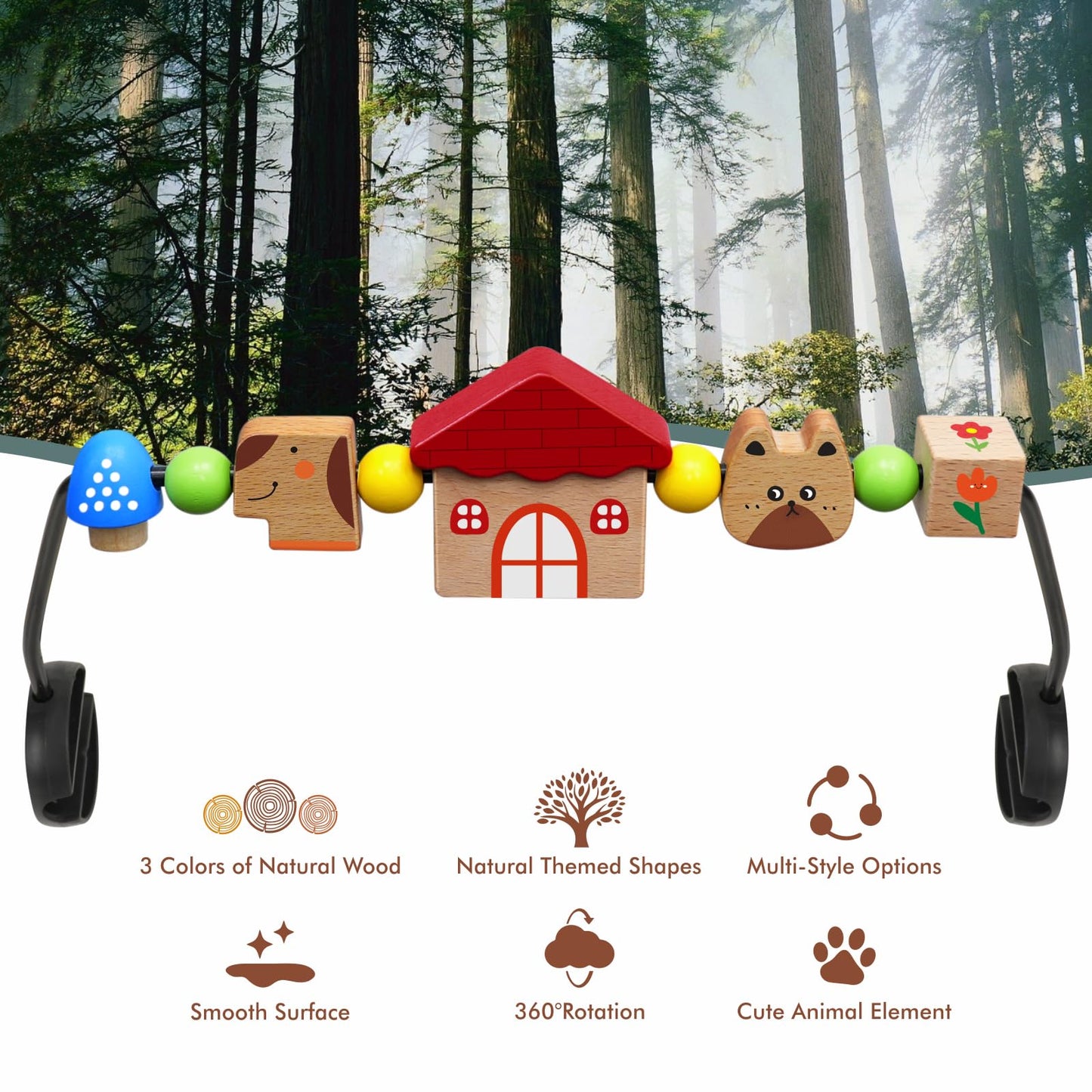 iGRATENS Baby Bjorn Bouncer Toy Bar – Pet Paradise, Easy Attach & Remove, Safe Beech Wood