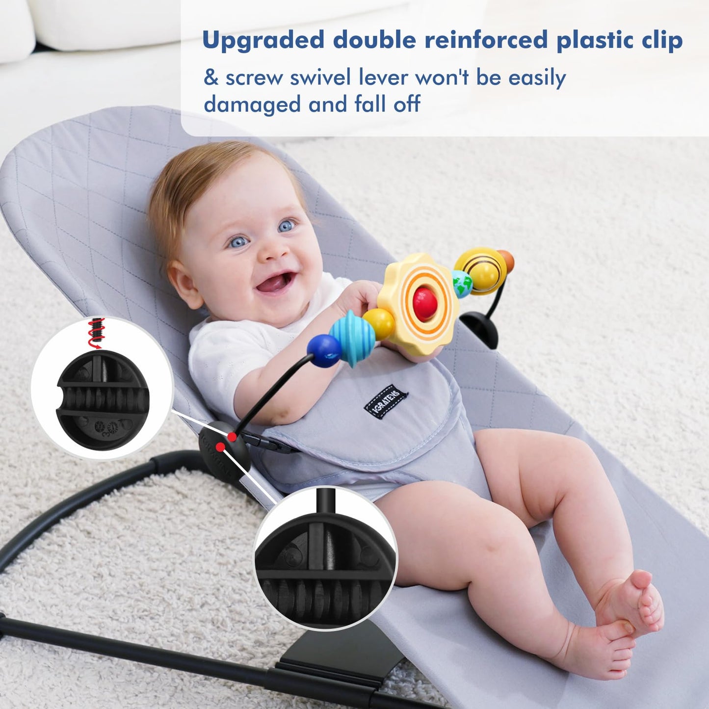 iGRATENS Sun & Planets Wooden Bouncer Toy Bar for Bliss & Balance Soft – Hand-Painted & Easy to Attach