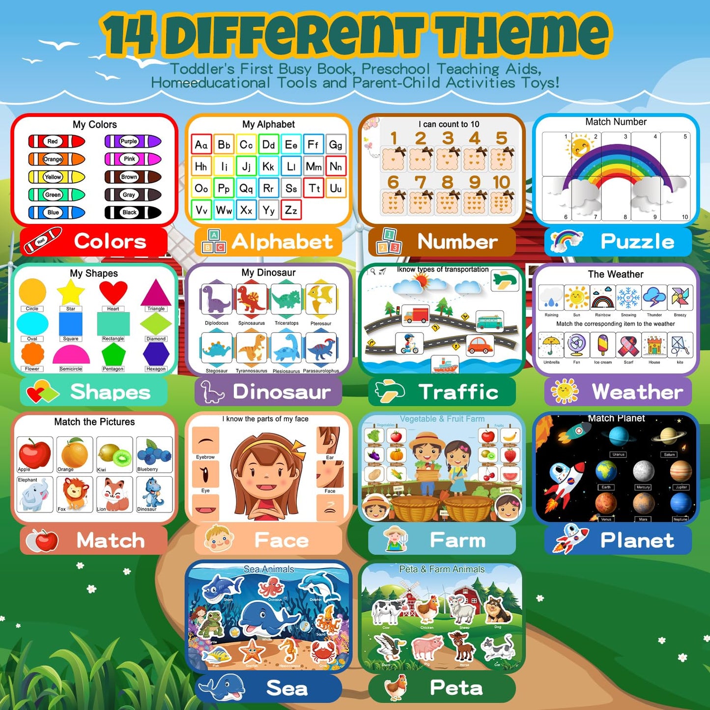 iHarPro Busy Book for Toddlers — Montessori Learning Binder for Ages 2–6, Fine Motor & Early Concepts