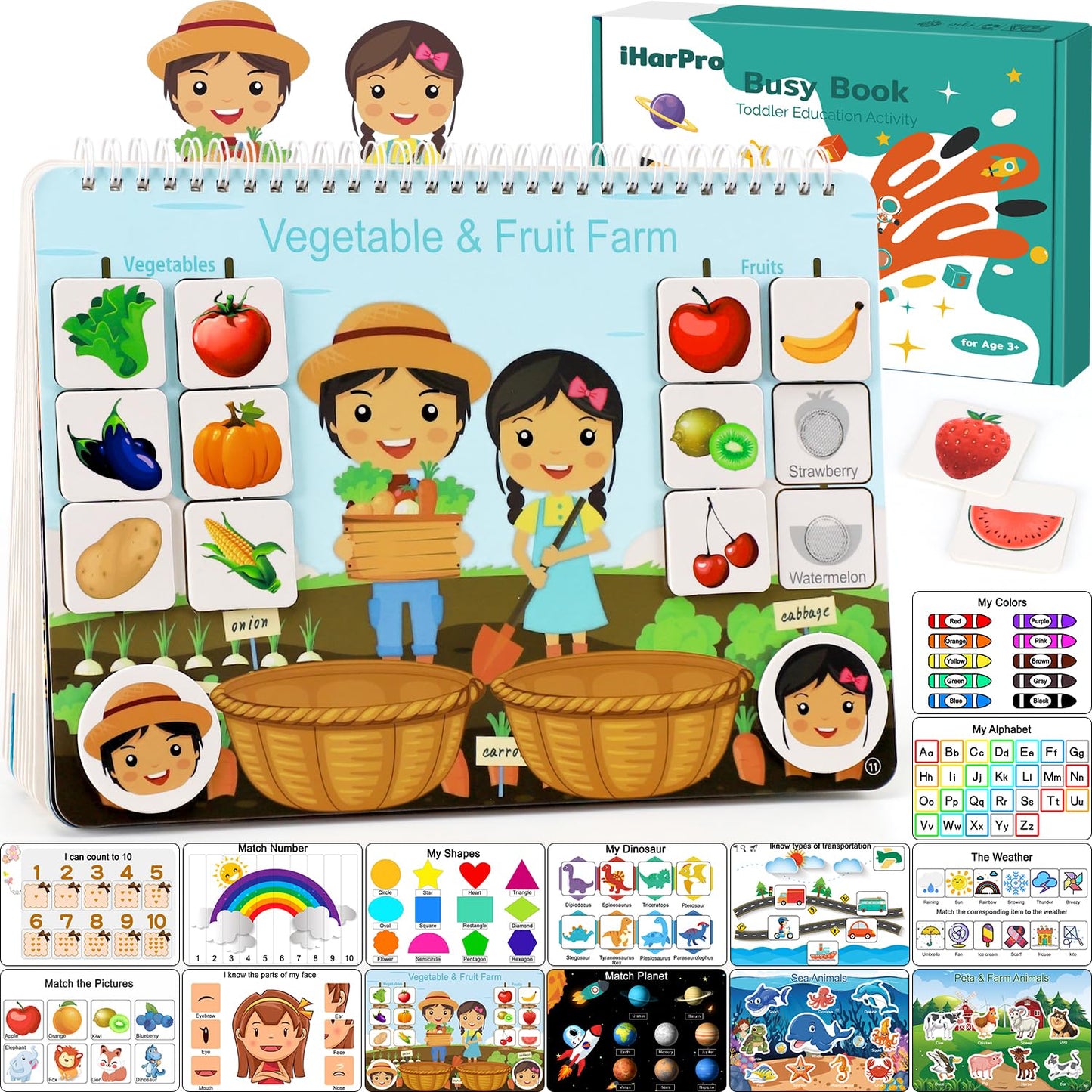iHarPro Busy Book for Toddlers — Montessori Learning Binder for Ages 2–6, Fine Motor & Early Concepts