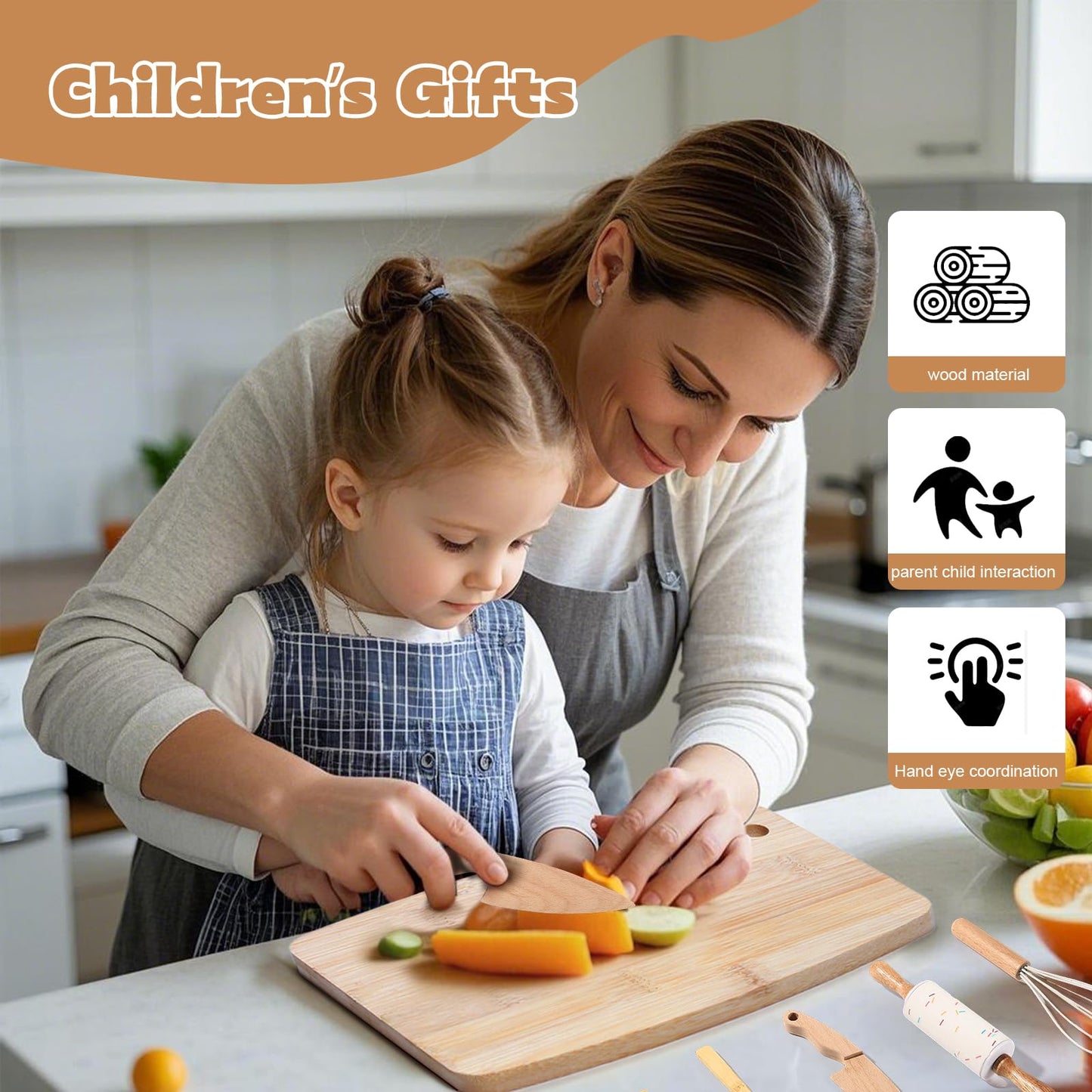 IHFAIO Kids Knife Set – 8-Piece Real Cooking Kit for Little Chefs