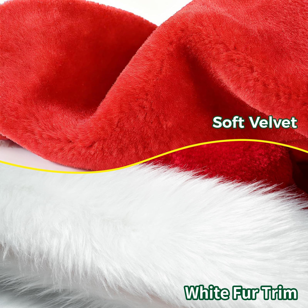 Iioscre Santa Hat - Plush Red Santa Claus Hat for Adults | Xmas Party