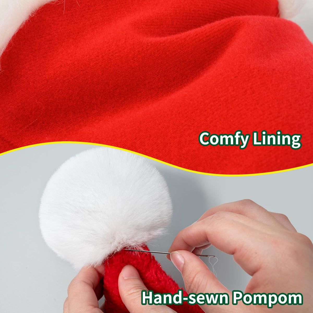 Iioscre Santa Hat - Plush Red Santa Claus Hat for Adults | Xmas Party