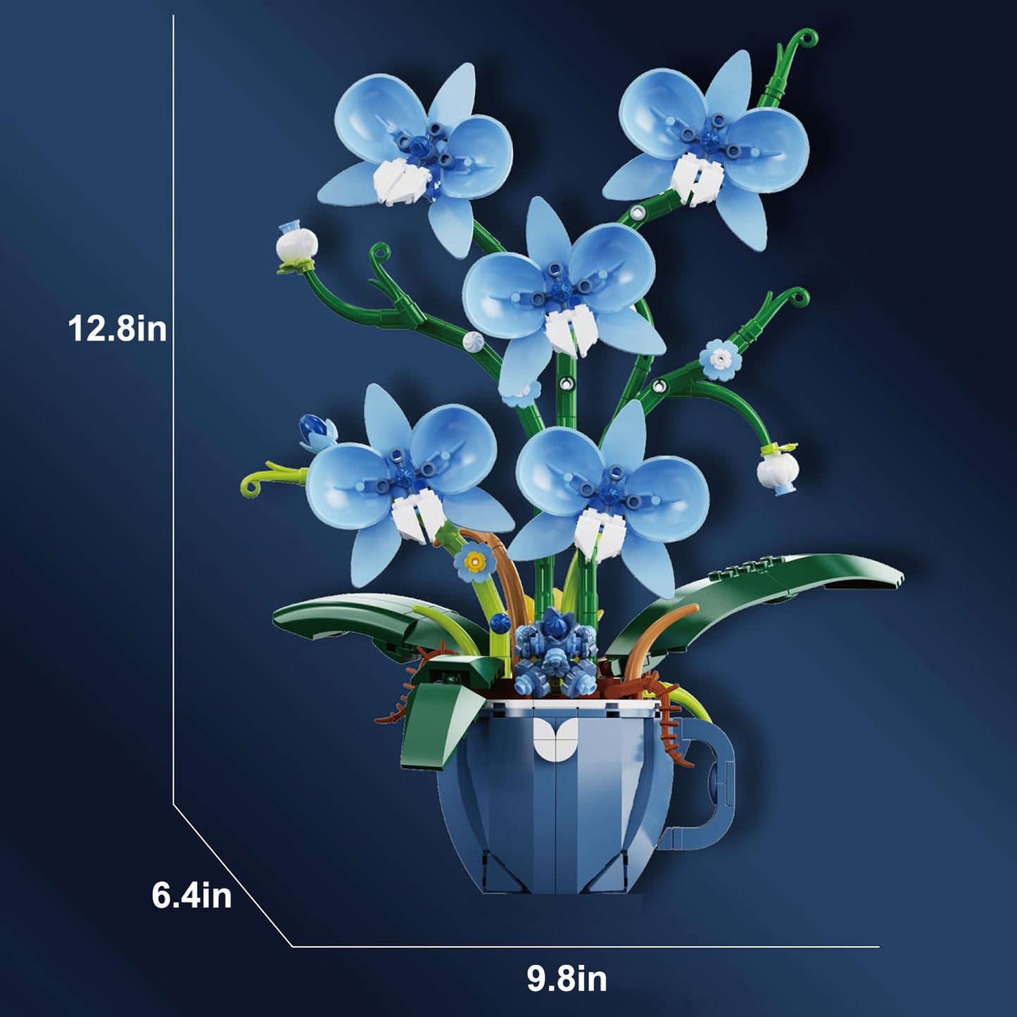 iixeal Blue Orchid Building Set for Adults - Coffee Cup Orchid Kit, 567pcs