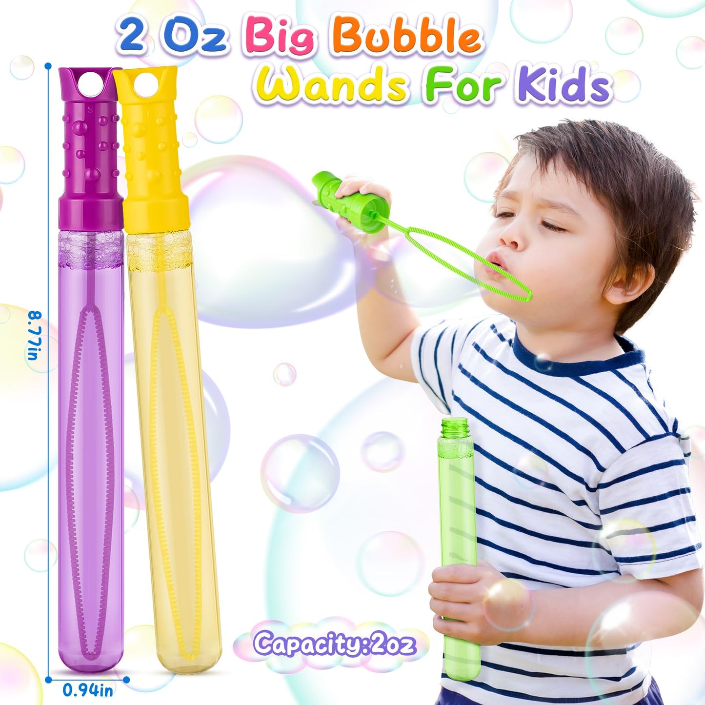 IJIGU 36-Pack Bubble Wands Bulk – 6 Neon Colors for Parties & Classroom Prizes