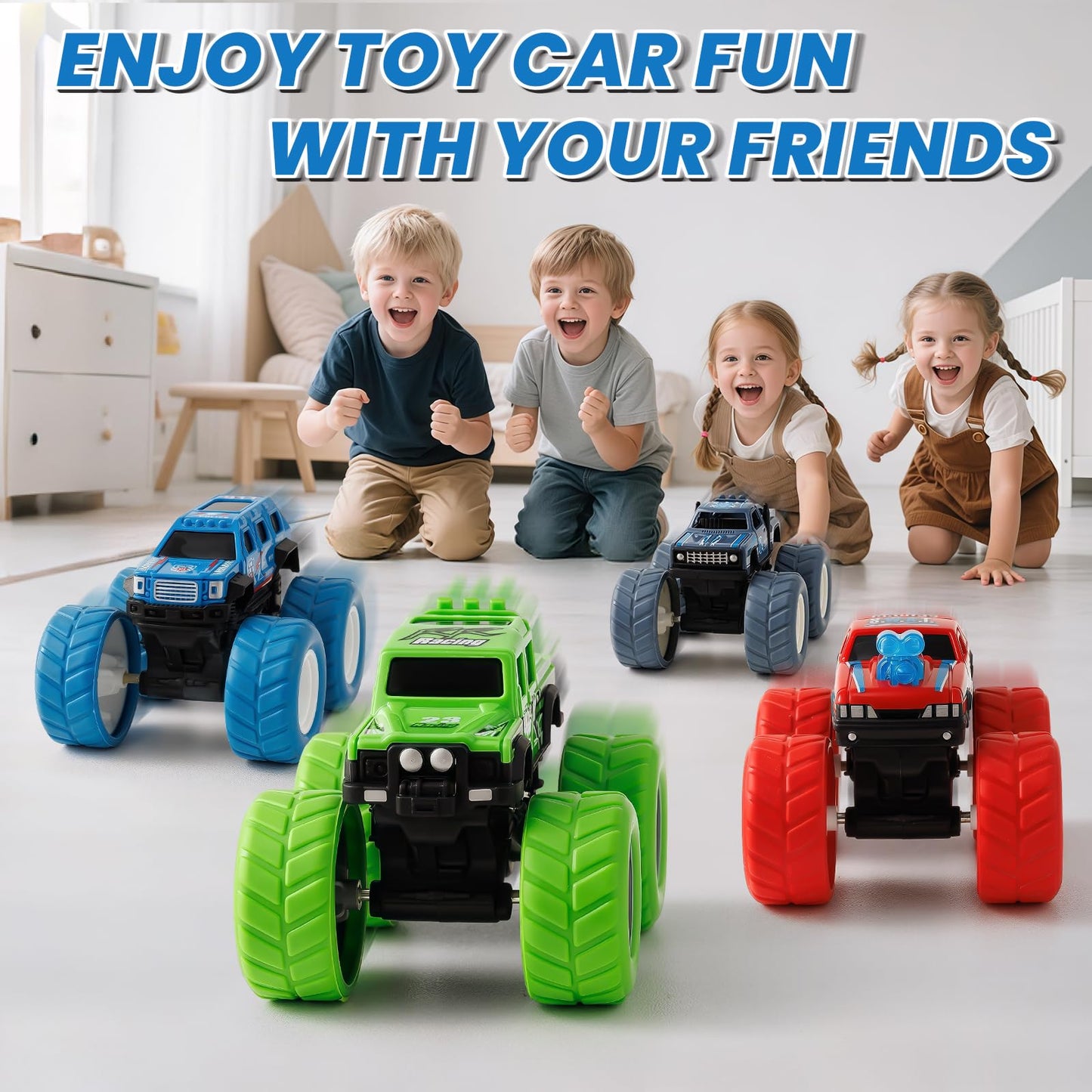IJIGU Monster Truck Toys - Wash-To-Reveal Mud Paint, 4-Pack for Kids Aged 3–7