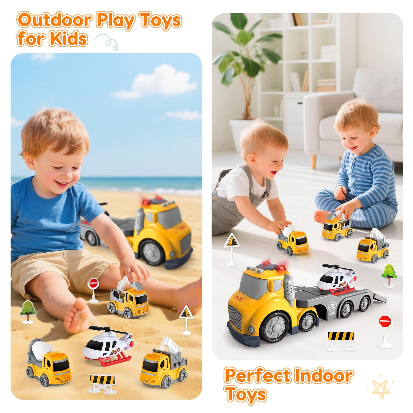 IJIGU Construction Truck Toy Set for Toddlers 1–4 Years | Lights, Sounds & Role-Play